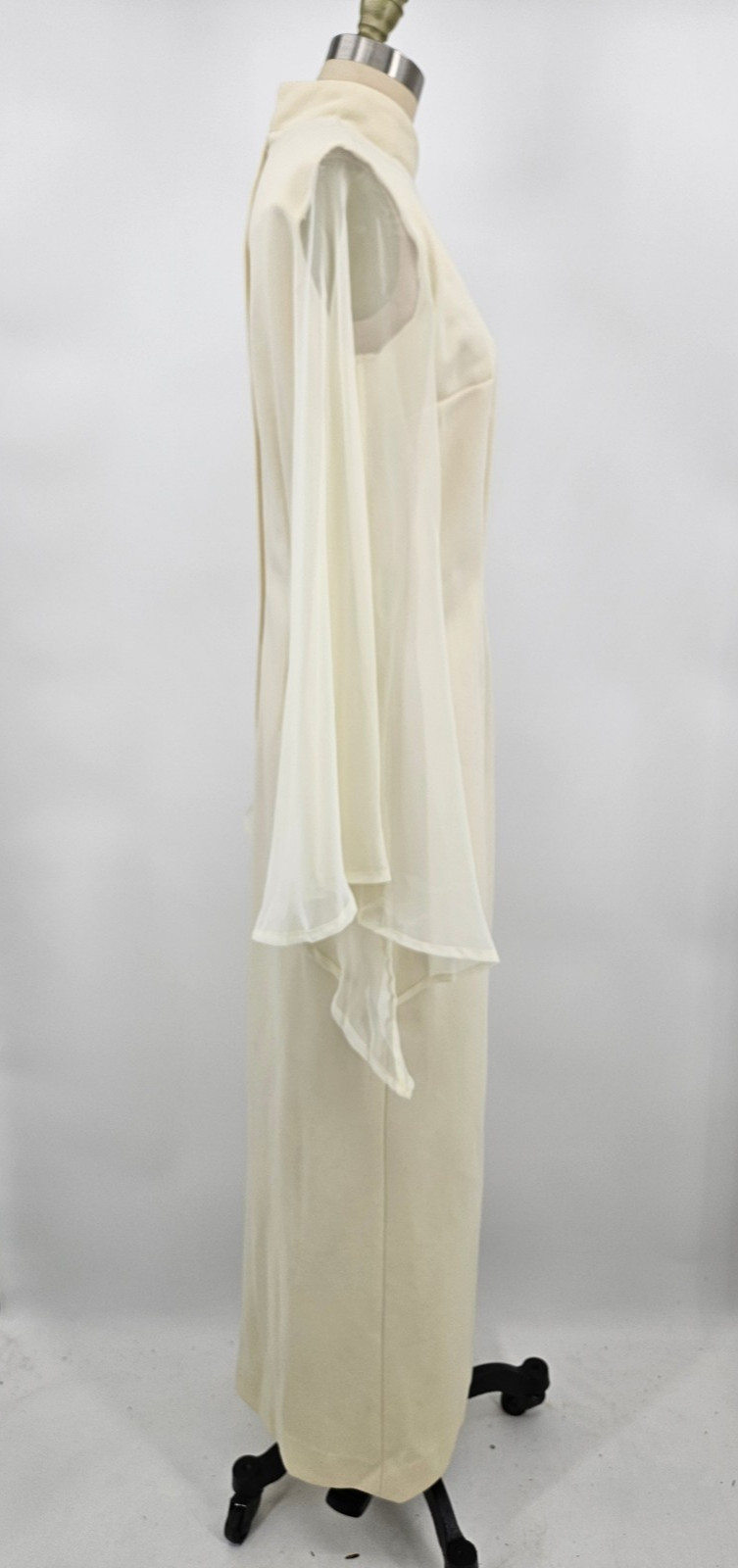 VTG Alfred Shaheen Maxi Dress Womens 10 Asian Inspired Sheer Bell Sleeves Slit