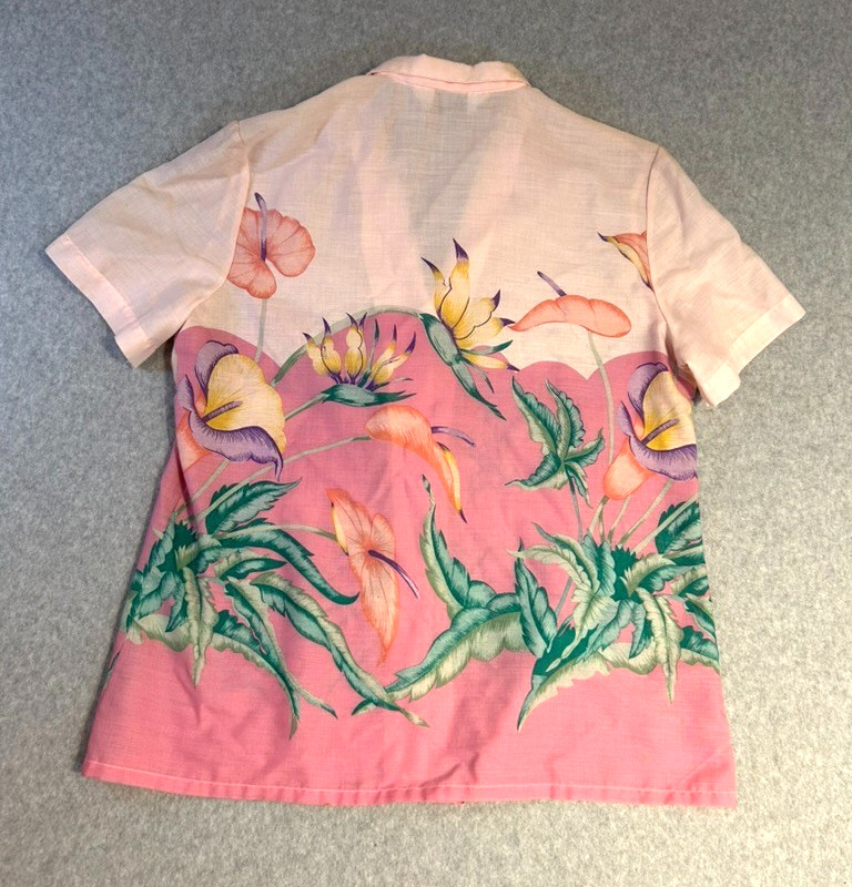 JUDY BOND Women’s Hawaiian Shirt Vintage Size 16 Pink And Green Floral Pattern