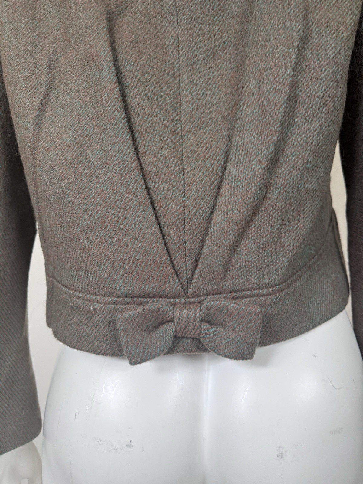 VTG 40s/50s Women’s Hyde Park Drum Tweed Jacket Back Bow Mid Century Retro Chic