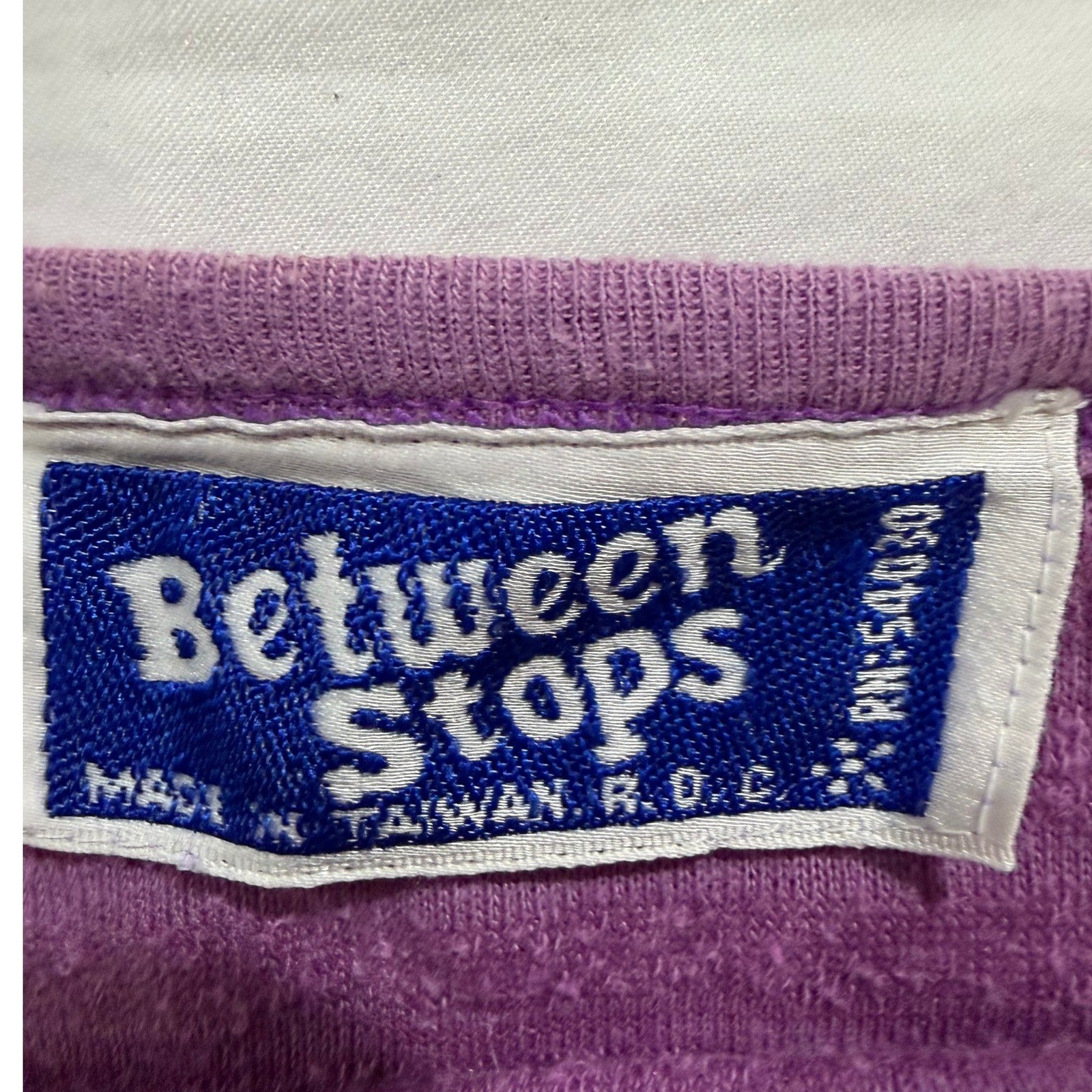 Vintage Between Stops Purple Textured Knit Top Dolman Batwing Small