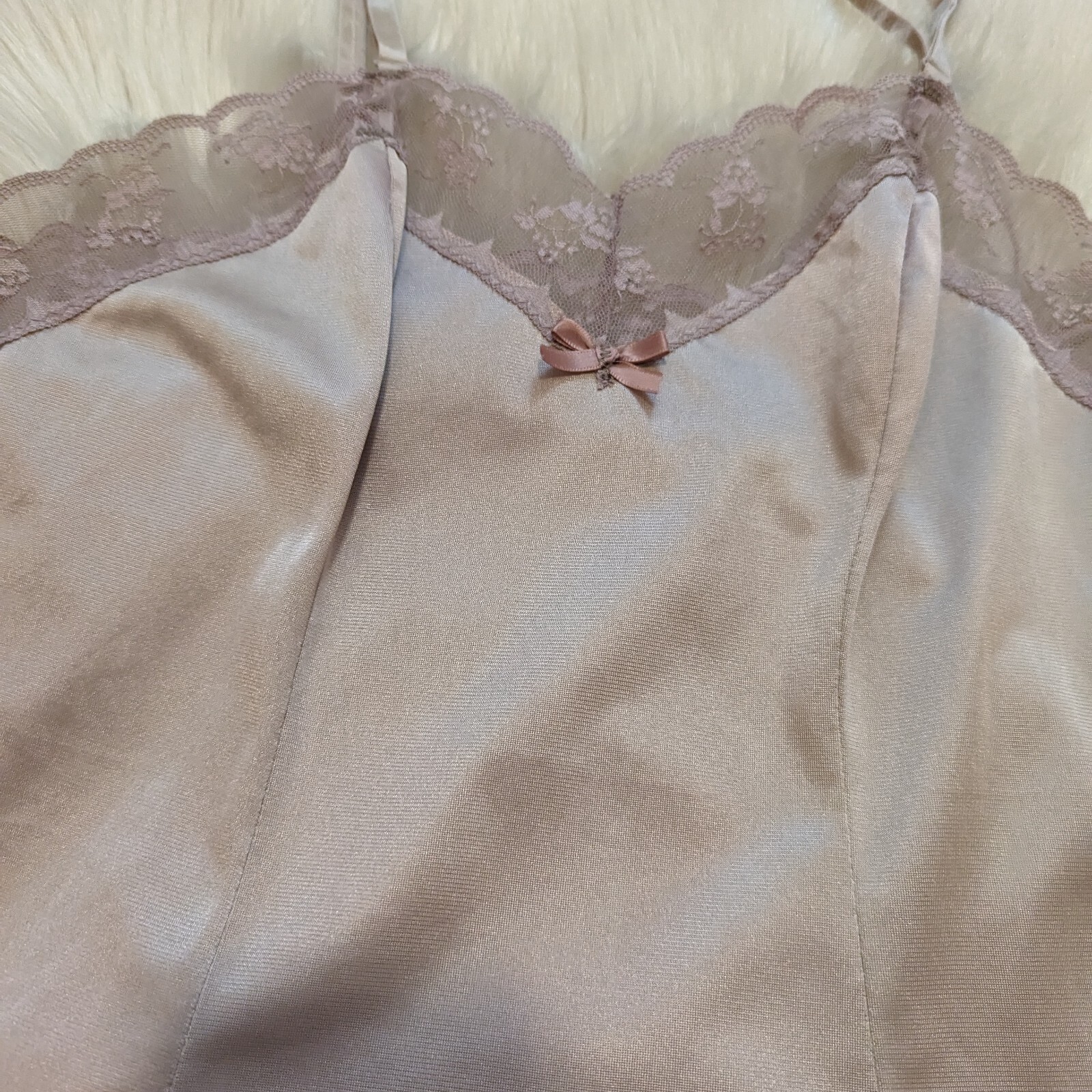 Vintage Taryn Alexander tan camisole with lace trim Union Made size xs