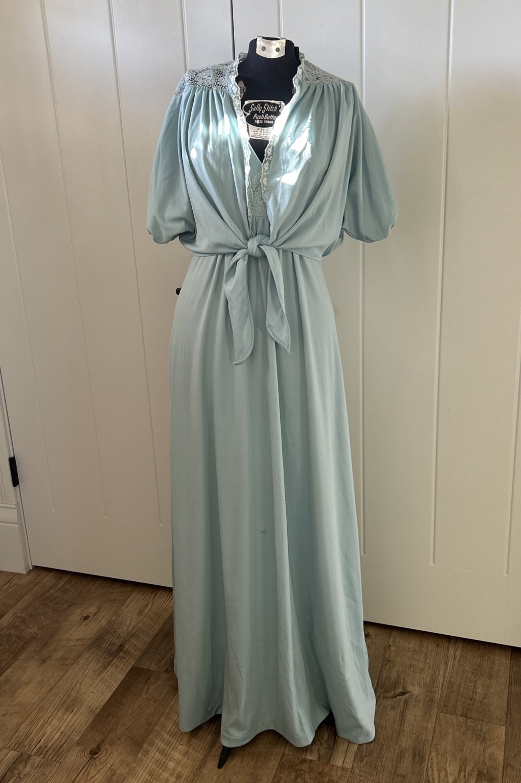 Vintage 1970’s Vicky Vaughn Blue Spaghetti Strap Dress With Waist Tie Jacket
