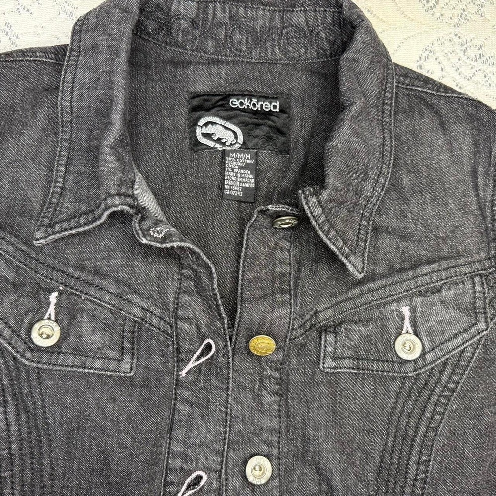 Vintage Y2K Ecko Red Black Embroidered Denim Jacket -M