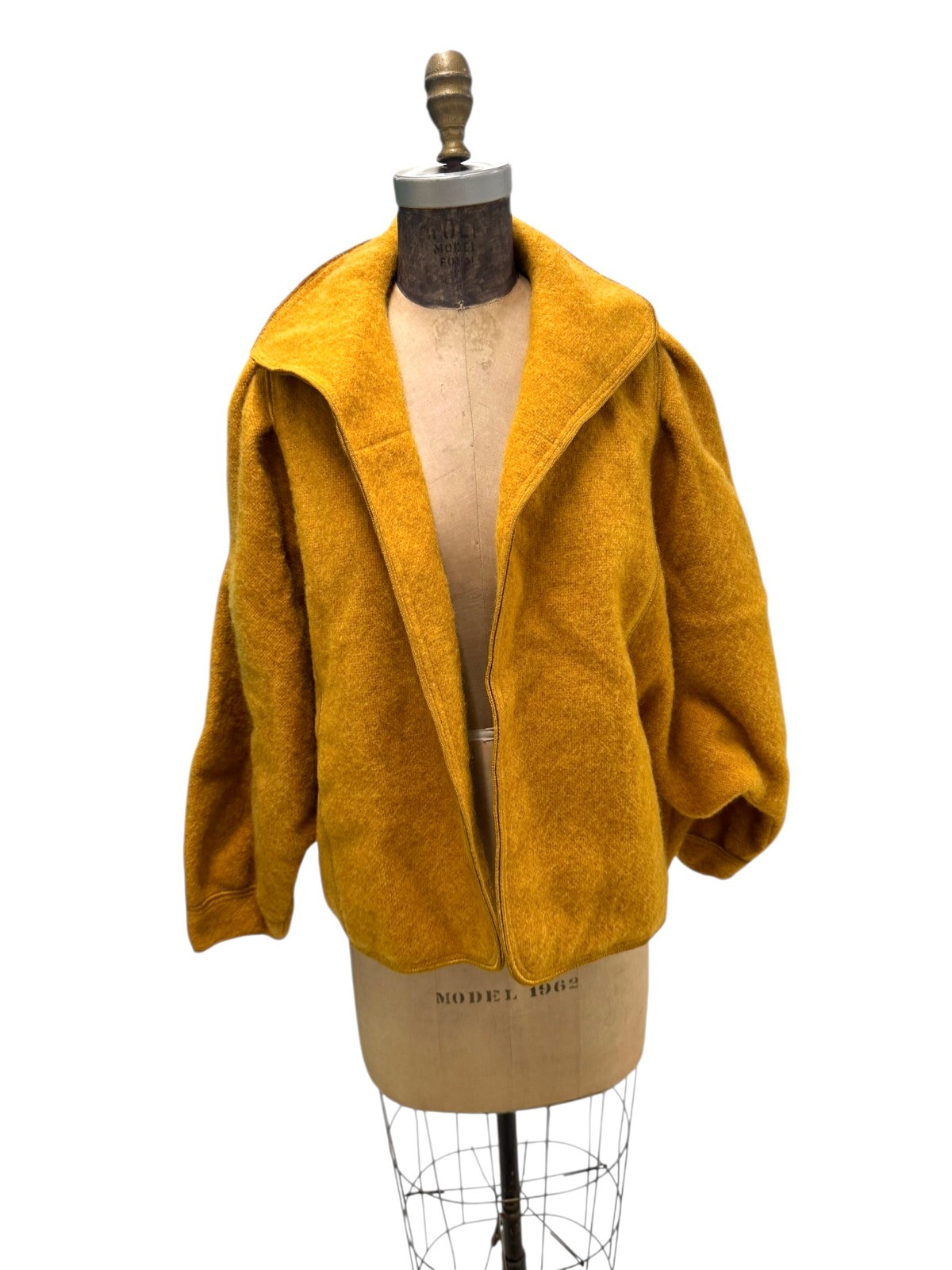 Vintage Mrs. H Winter Yellow Gold Dolman Sleeve Short Coat Small -Petite