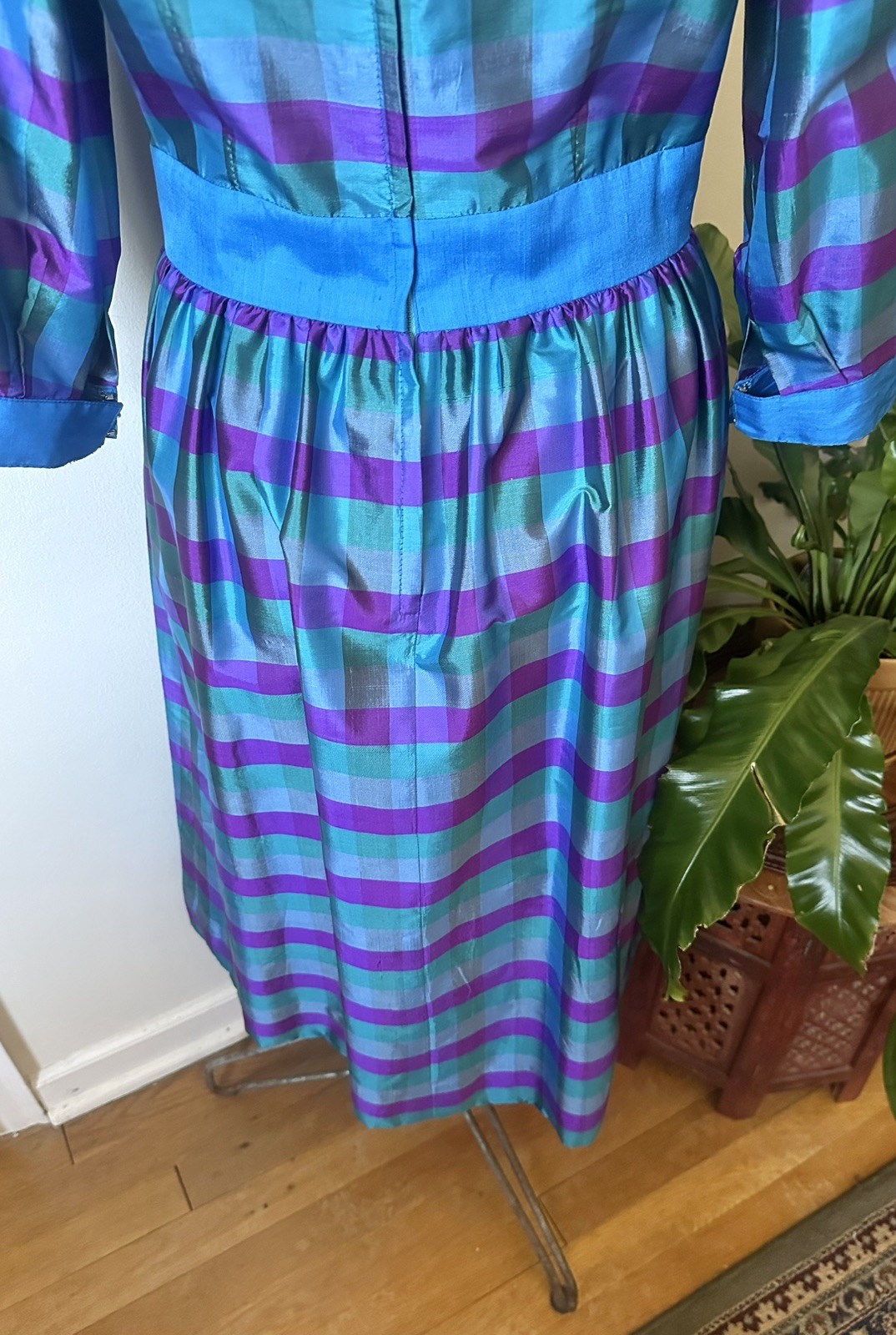 Vintage 60’s Gingham Thai Silk Dress