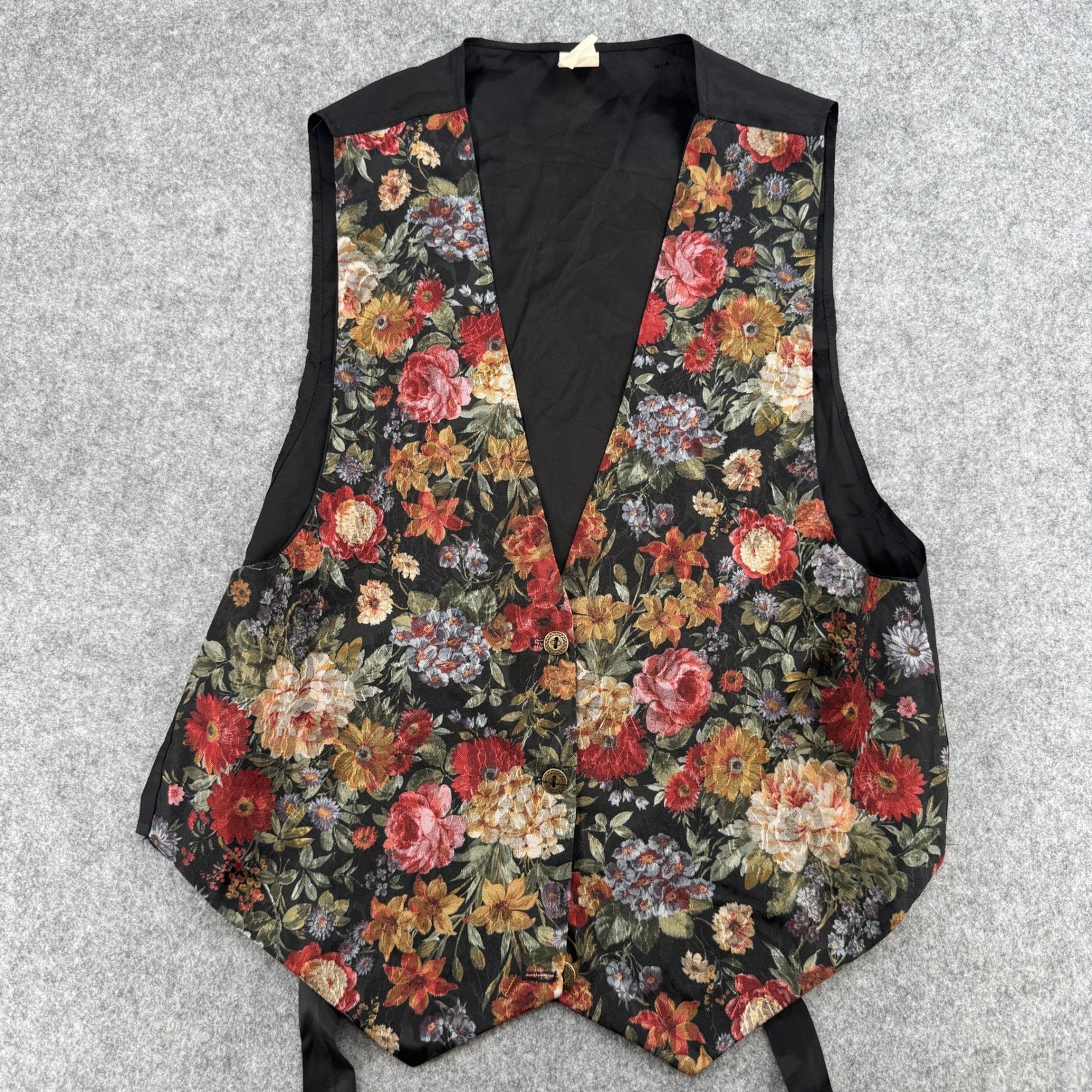 Unbranded Vest Womens S/M Tapestry Floral Multicolor Adjustable EUC