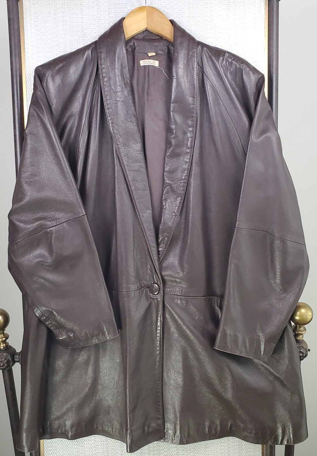 VTG ANONYMOUS Womens Size Medium Leather Shawl Collar Chore Barn Coat Jacket