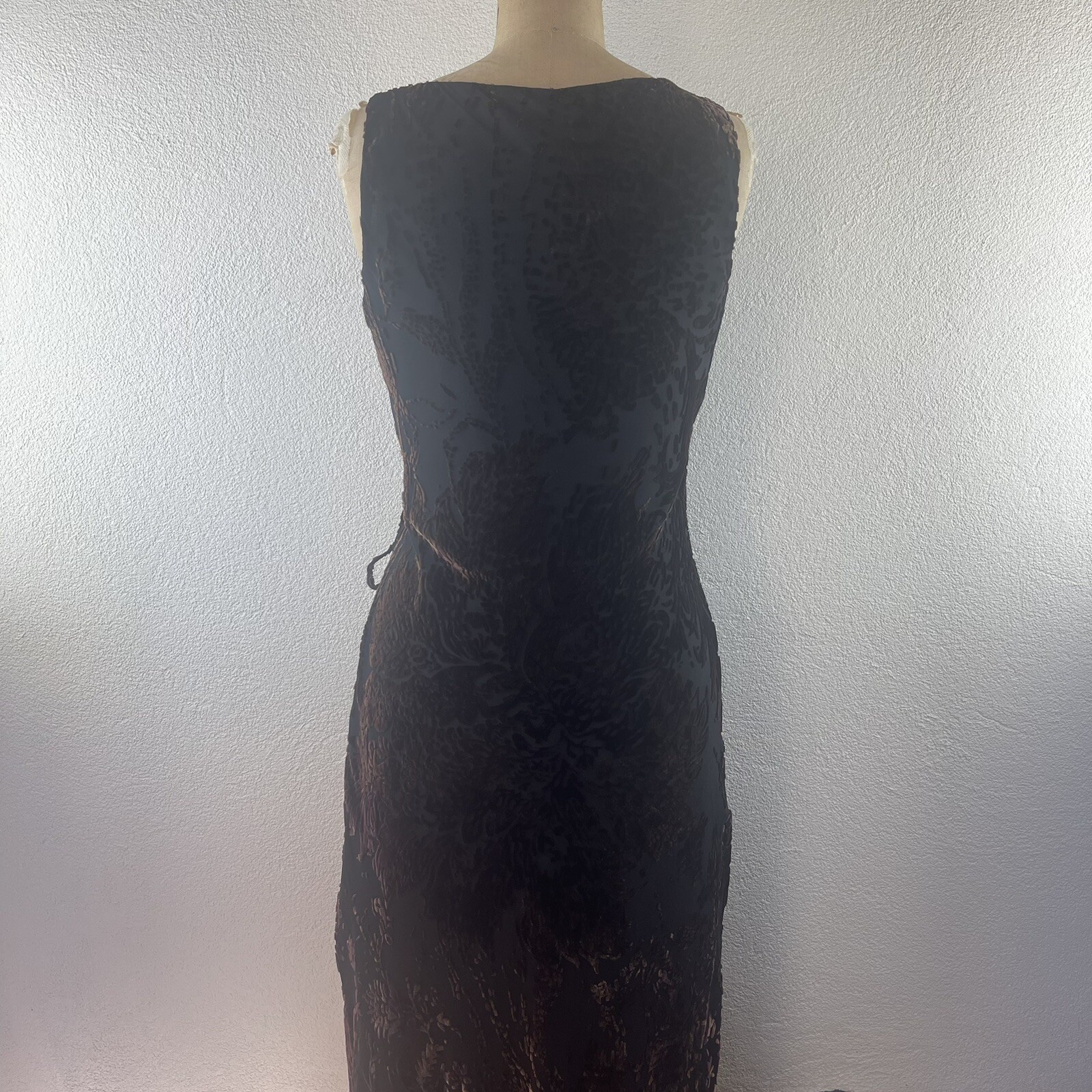 Vintage l 90s 4 Anne Klein Petite Floral Burnout Velvet Bias Surplice Wrap Dress