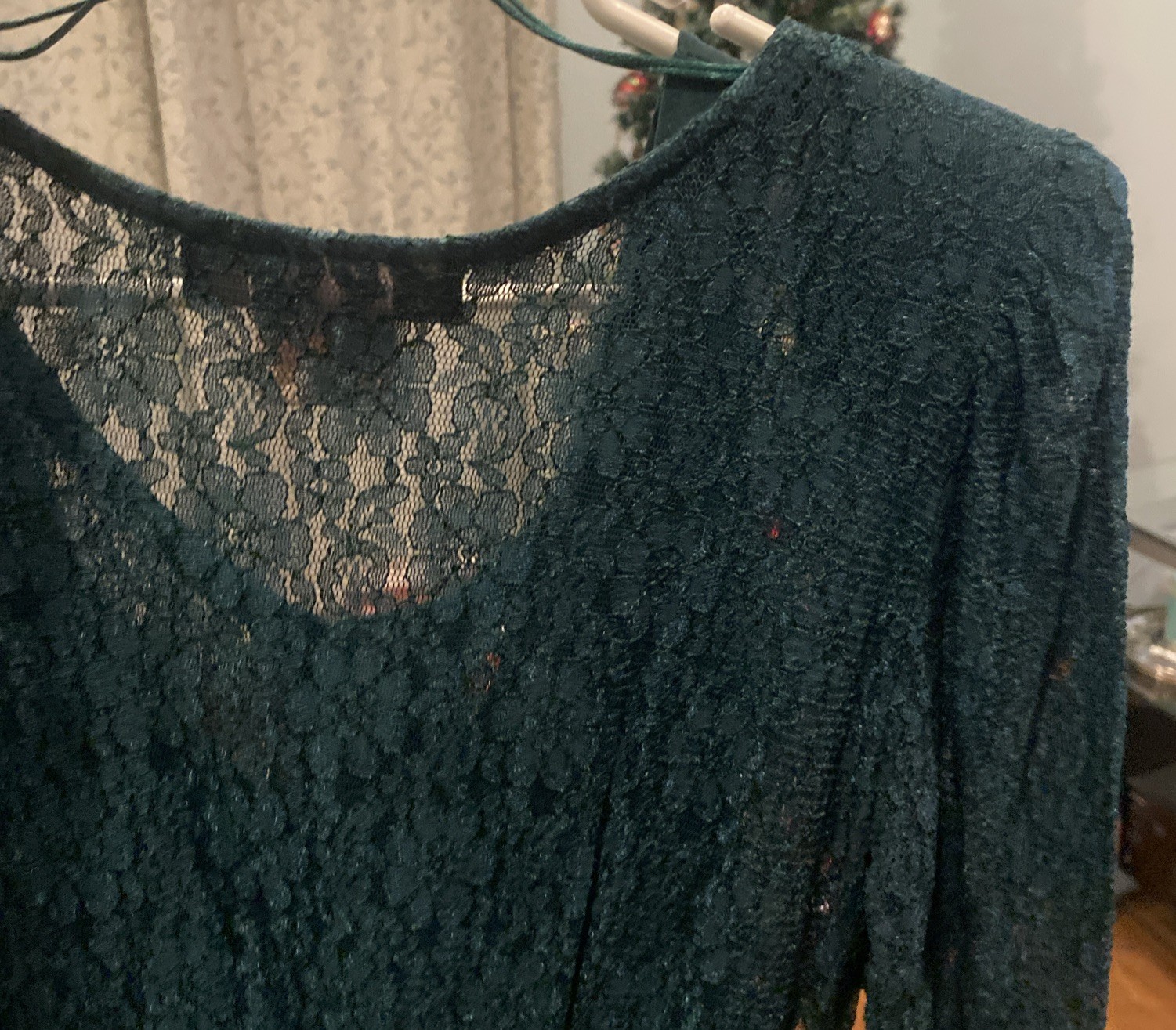 Green All That Jazz emerald jade Sheer Lace floor Fit&Flare+slip 7/8 whimsigoth