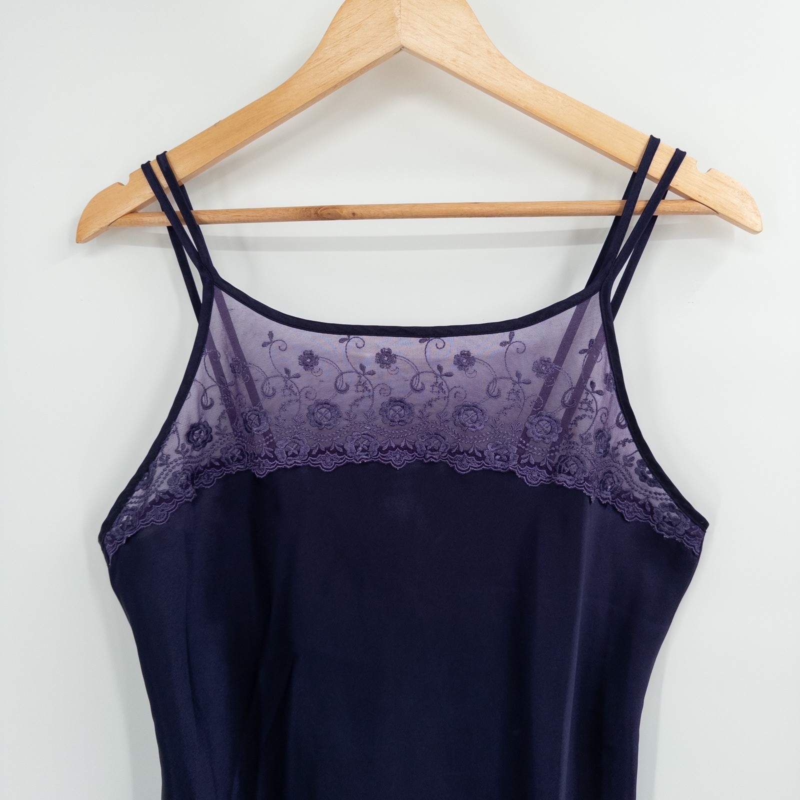 Vintage Whimsigoth Slip Dress Womens Medium Purple Lace 90s Witchy Satin Fairy