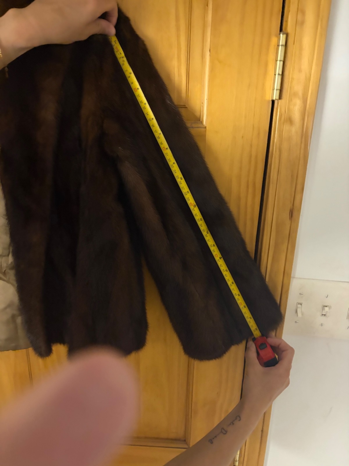 Vintage Flemington Fur Co Genuine Brown Mink Fur Jacket Coat 19” Pit to Pit