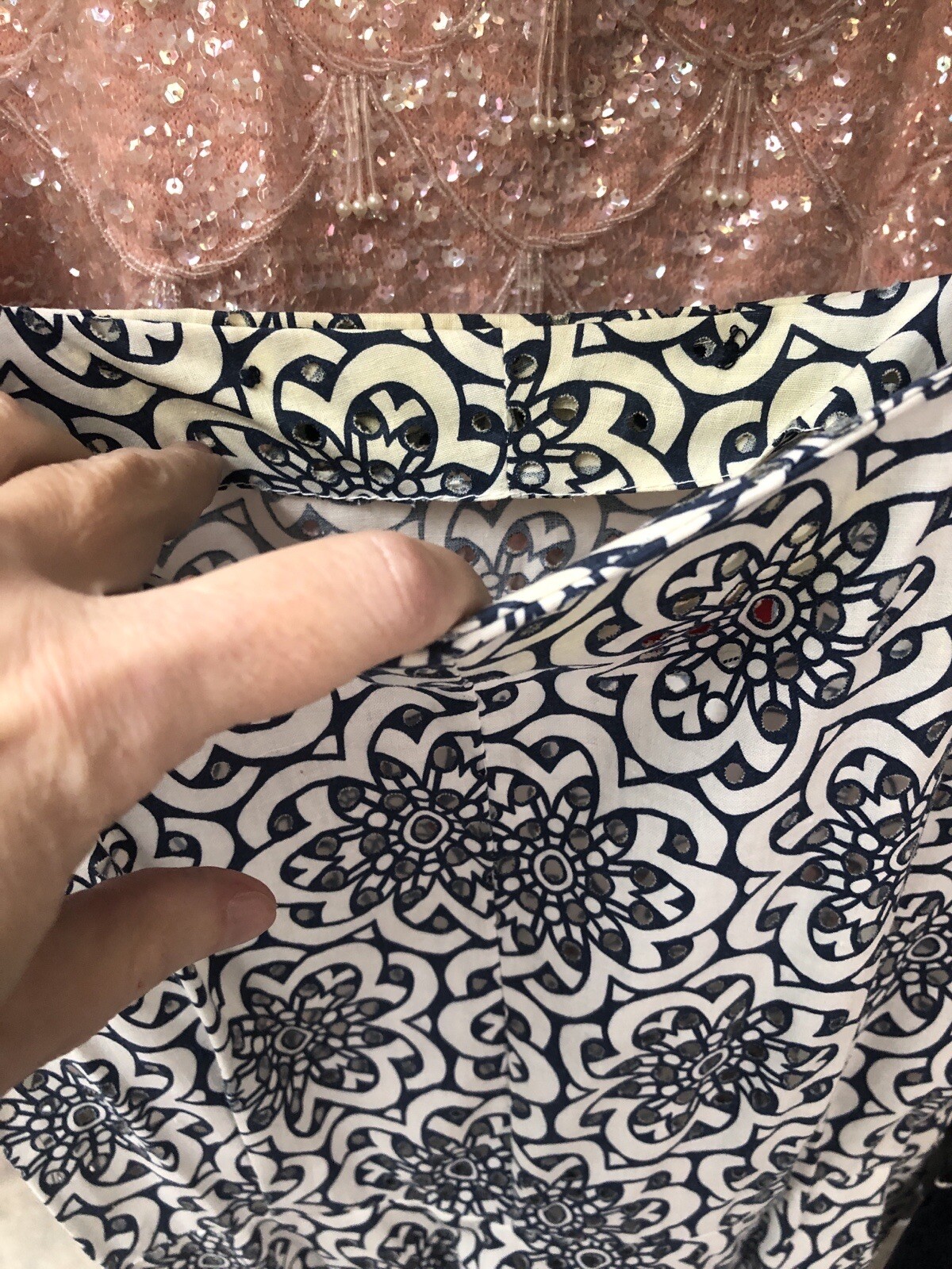 VTG 1940s-50s „SUE SHERRY” Die-Cut EYELET Graphic SUNDRESS *DEADSTOCK w/TAGS XXS