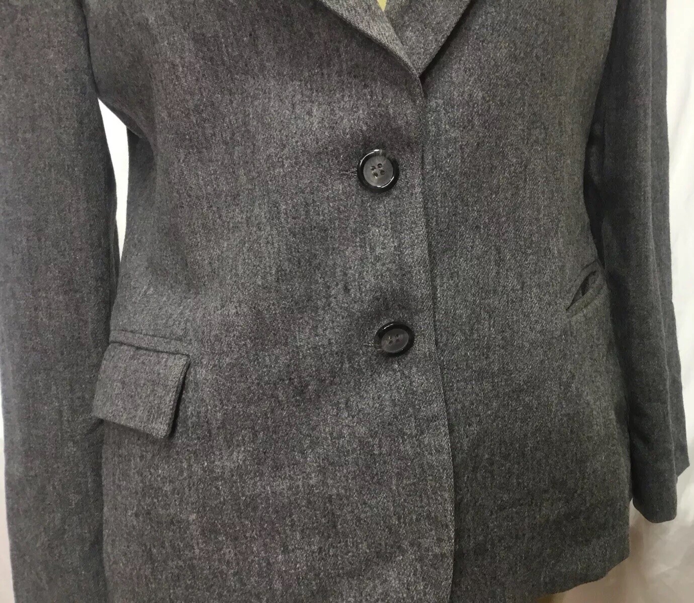 Vintage Saville Blazer Size 10 Jacket Pockets Grey Shoulder Pads Wool blend