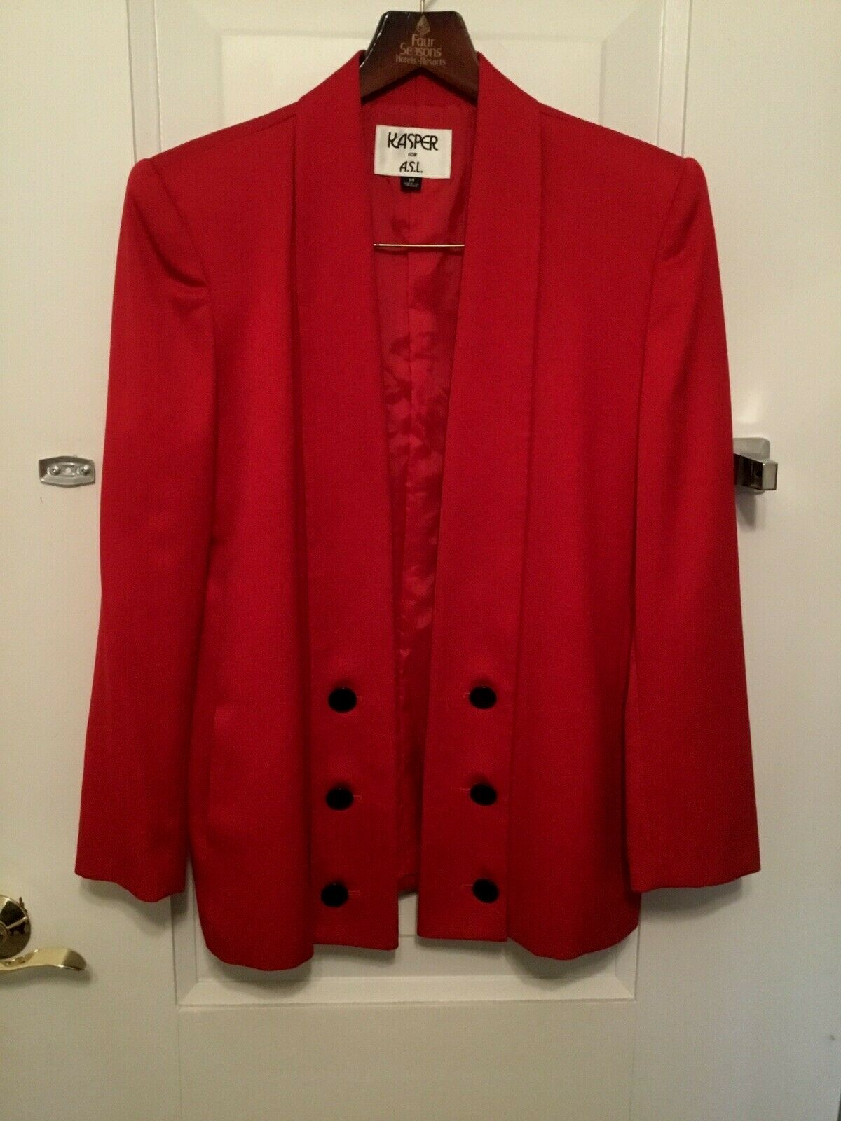 Vintage Women’s Kasper For ASL 2 Piece Long Sleeve Red Jacket Skirt Suit Size 14
