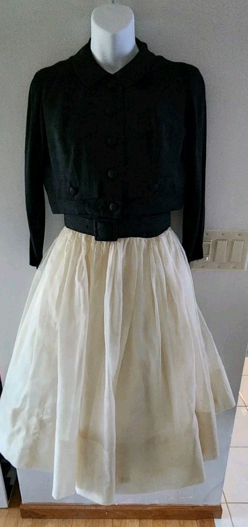 50s jr.theme Dress w/Fitted Bodice& Full Skirt*Matchin Button Down Jacket*szSm