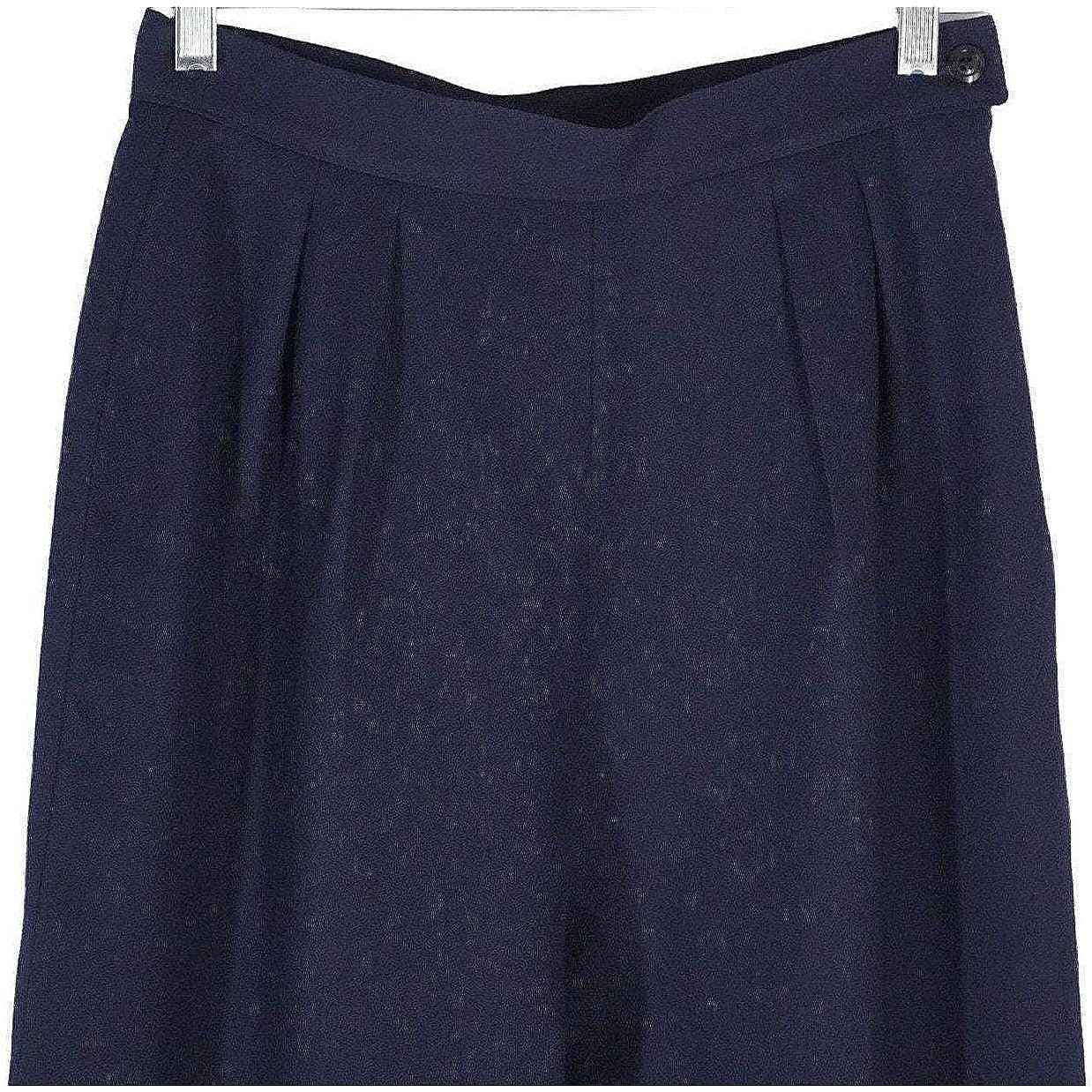 Pendleton Trousers Women Size 8 Navy Blue Pleated High Waist Wool Crepe Vintage