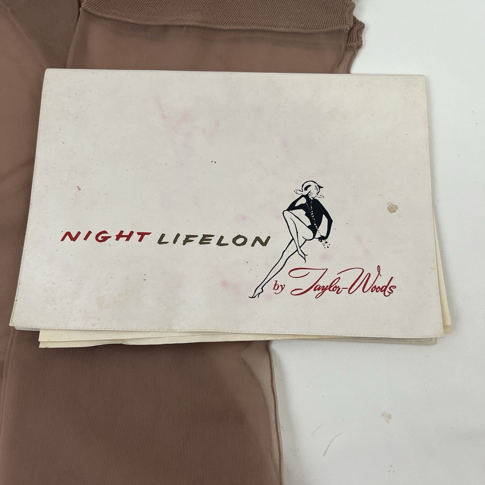 Vintage Taylor Woods 1960’s Night Lifelon Stockings Hose Size 8 1/2 Rose 9758