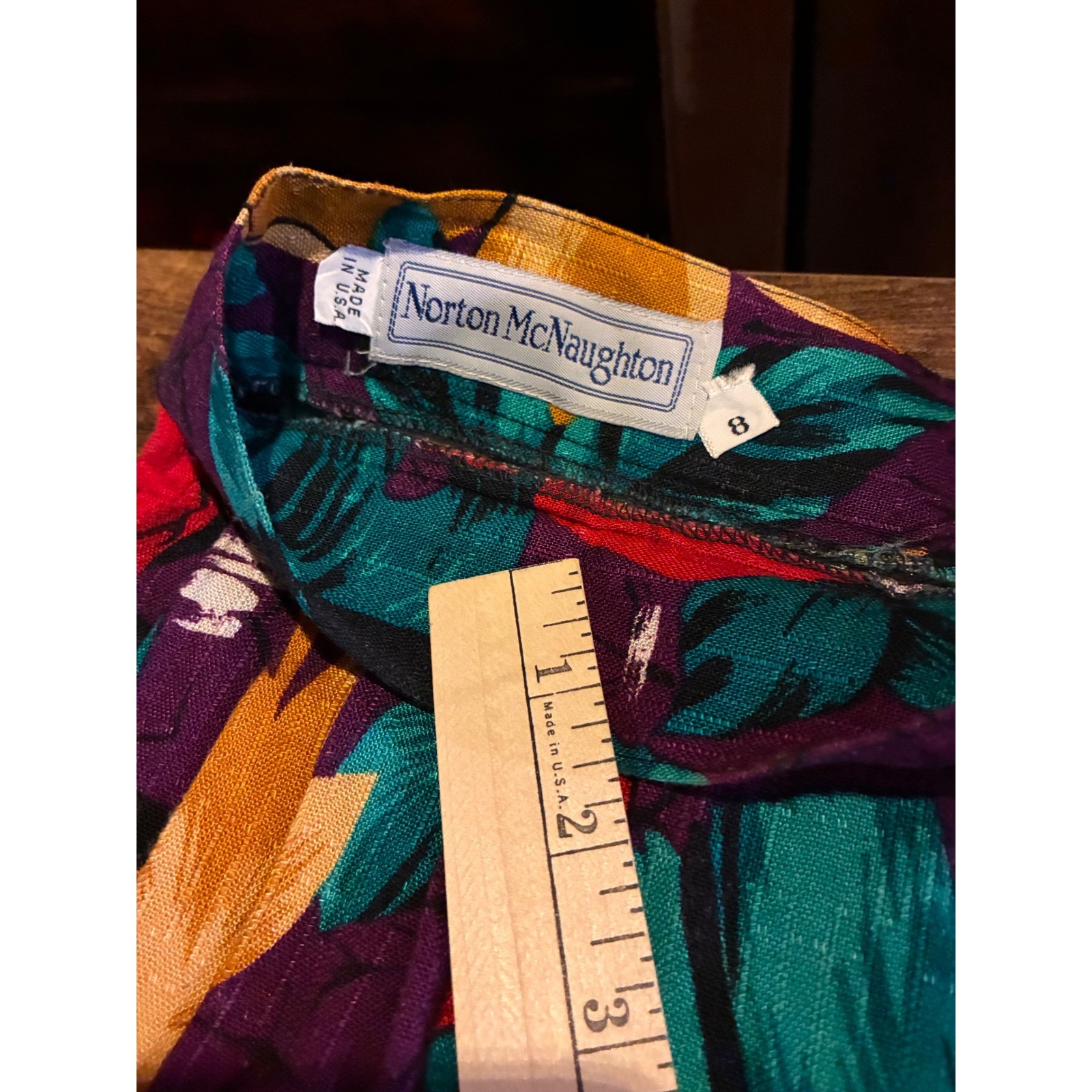 Norton McNaughton Skirt W 8 Purple Multicolor Excellent Tropical Floral Midi