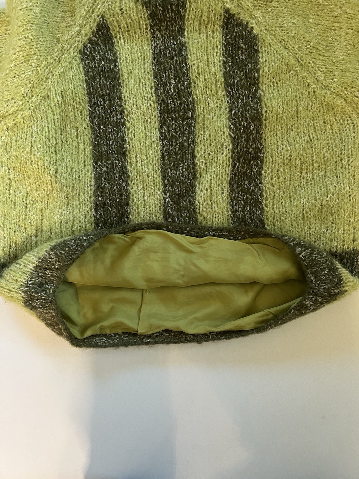 VTG Colebrook Hand Knit Pullover Sweater Wool/Mohair/Nylon Blend ~ Dk/Lt Green