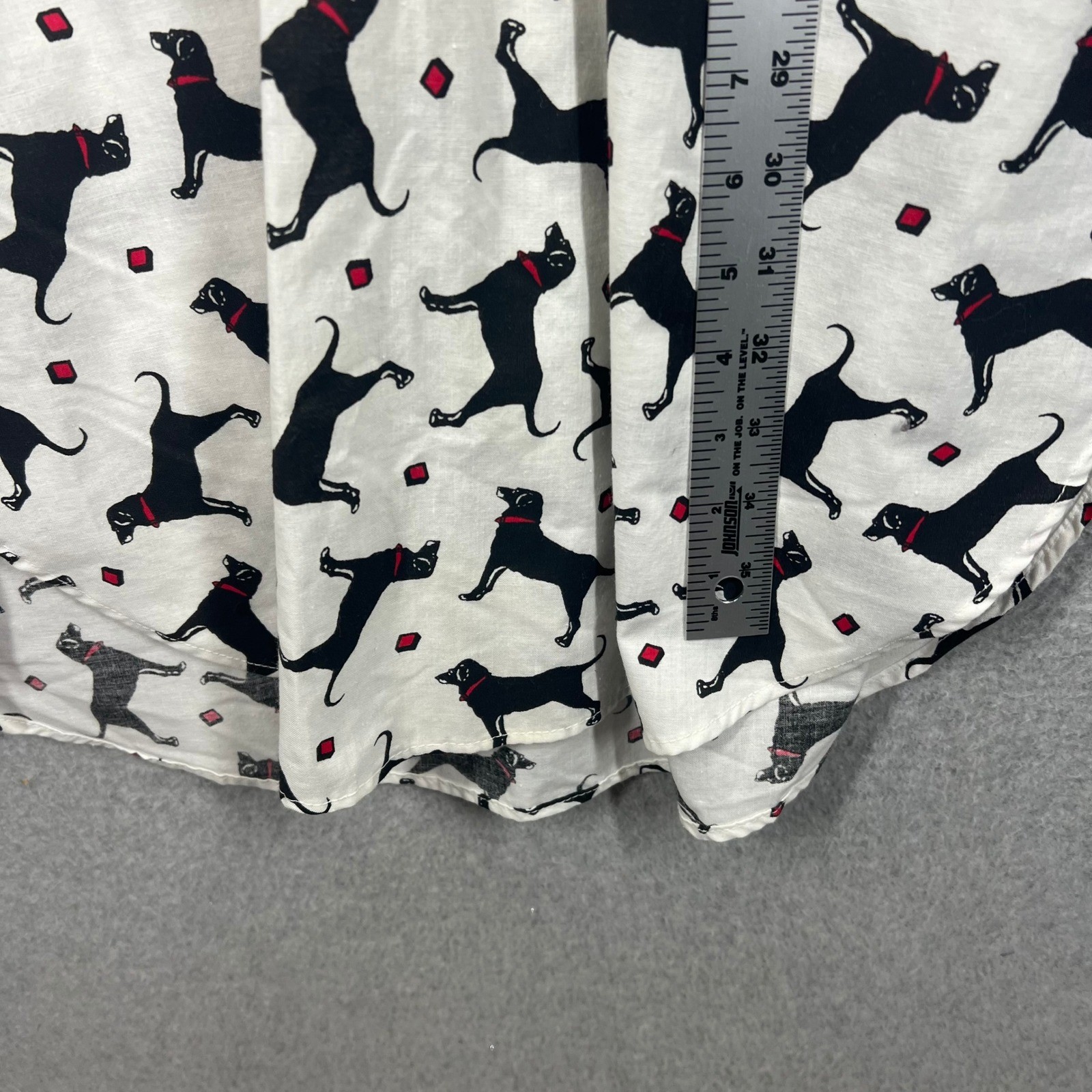 Vintage Embassy Dog Print Shirt Dress Women S White Black Labrador Cotton USA
