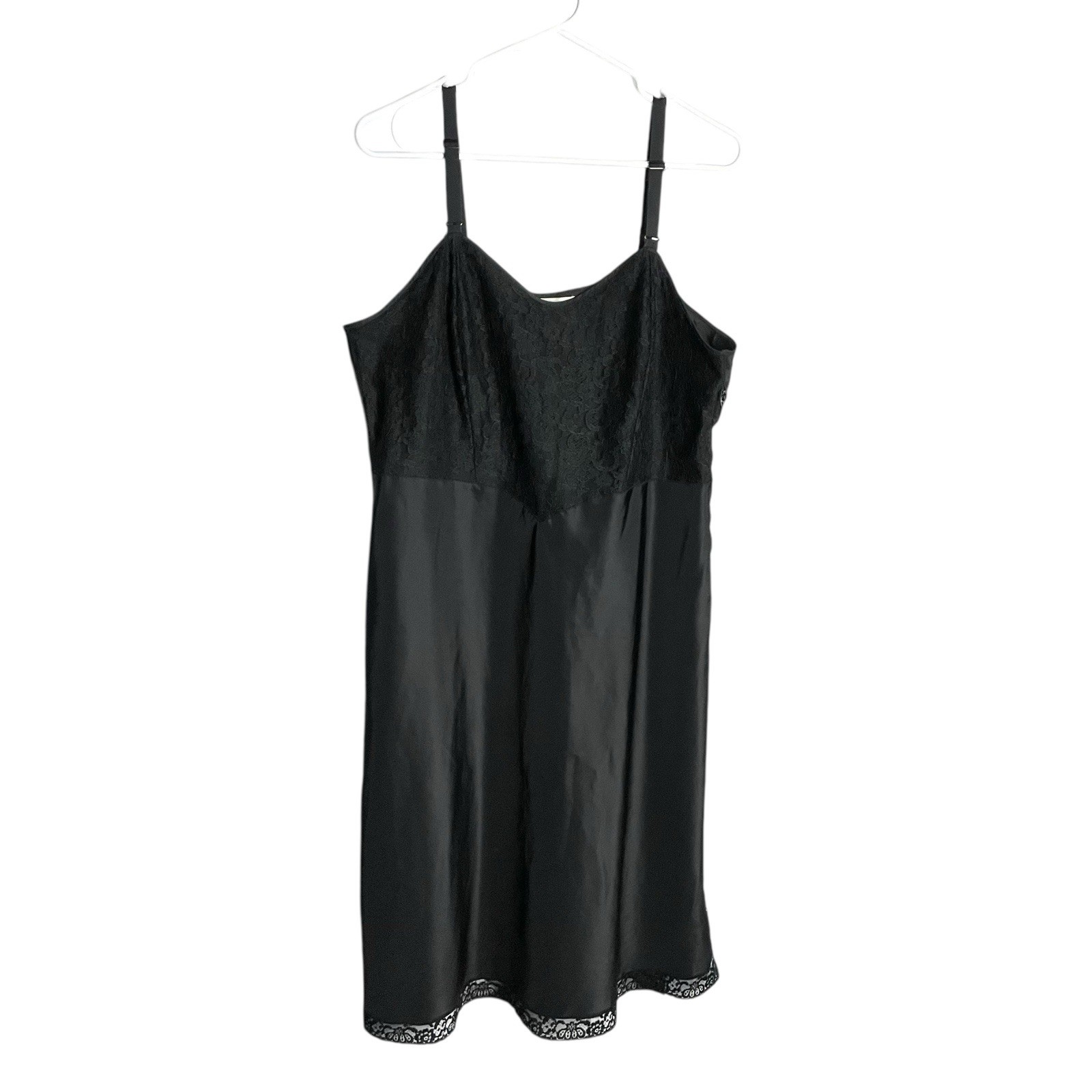Vintage Saucy Barbizon Womens Slip Dress Sz 20.5/L Black Lace Bodice Coquette