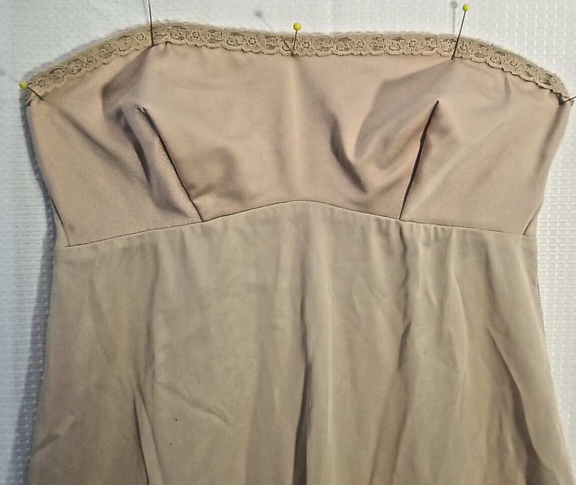 FORMFIT Vintage Strapless Nylon Full Slip 34 (10-12) Tall Beige