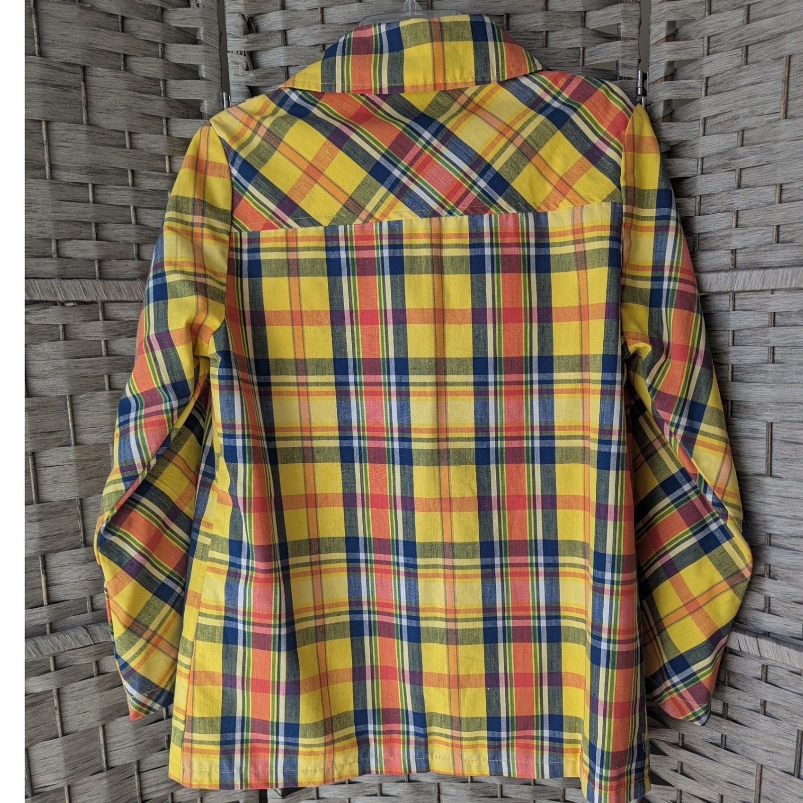 Vtg Debbie Leigh Jacket Yellow Red Blue Plaid Zip Up Sz 13/14 Japan