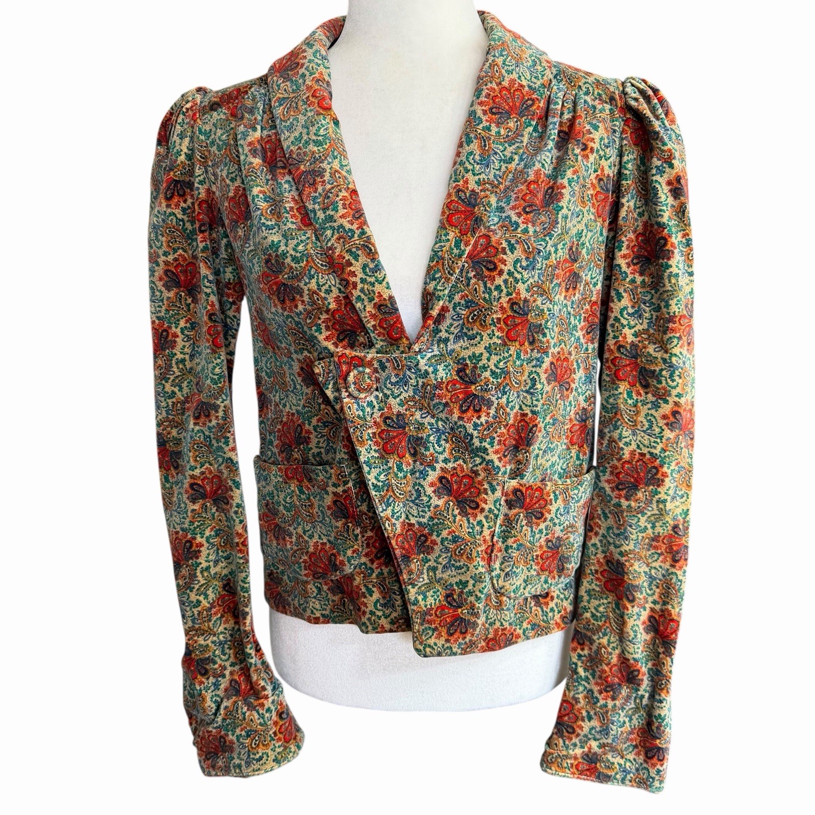 Vtg 70s Dorothy Schoelen The Strawberry Plant Blazer Women Velvet Whimsigoth 10