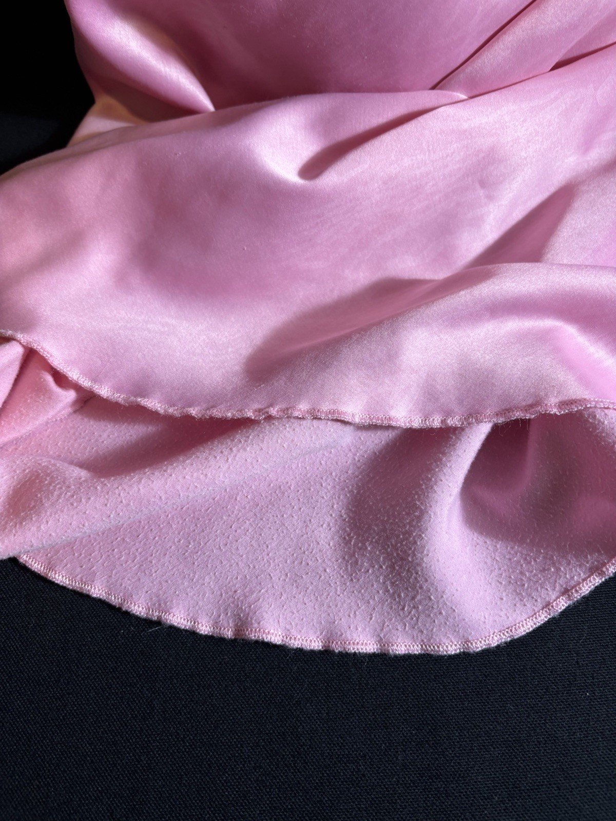 Vtg Satin Soft Pink Anastasia w Strips in gown Nightgown Negligee Gown w Lace