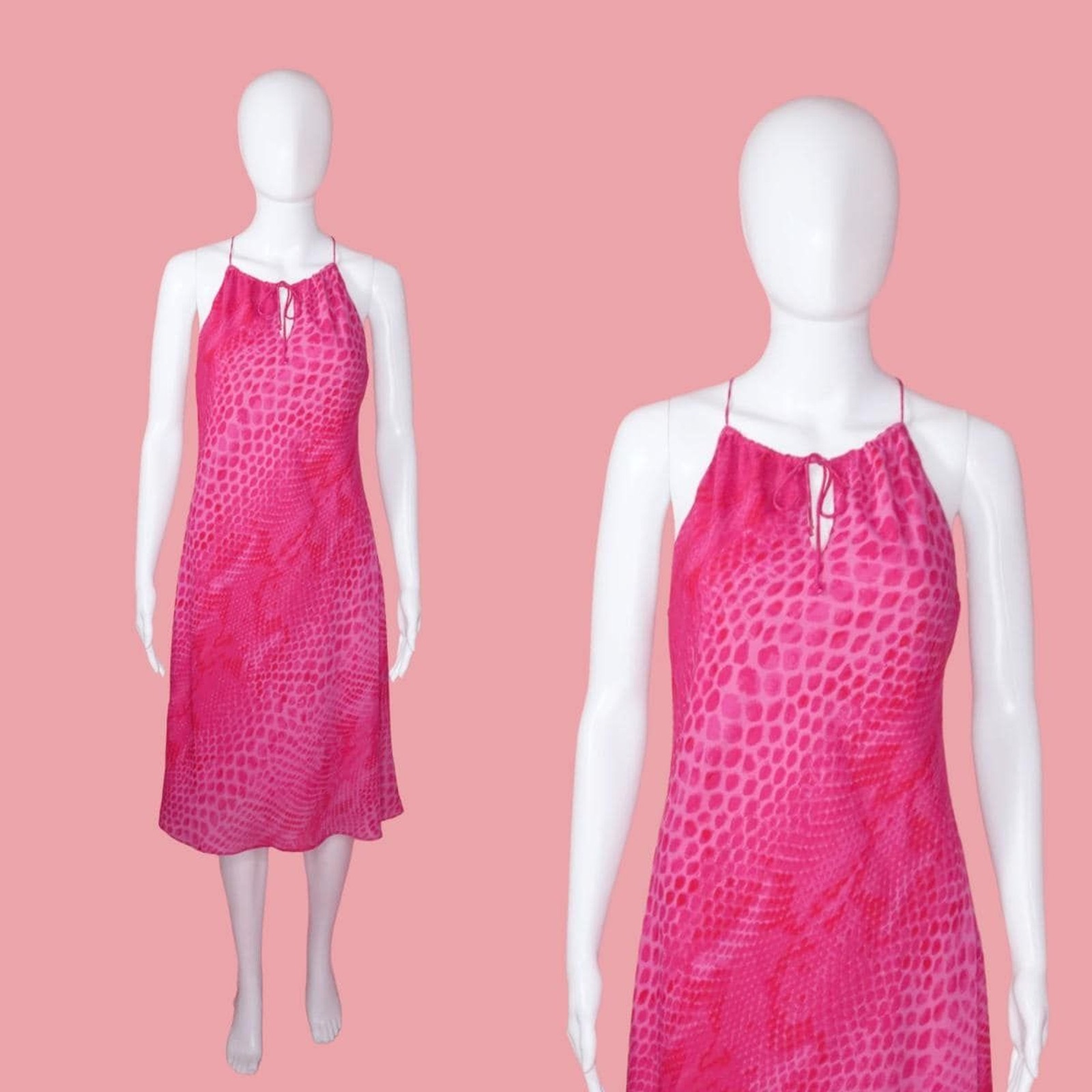 1990s -Y2K EXPRESS WORLD BRAND Animal Print Dress W/Adjustable Neckline. Medium