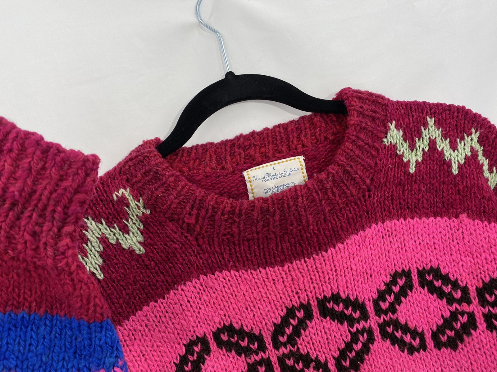 vintage chunky hand knit wool sweater grunge harry styles sz L bolivia ooak boho