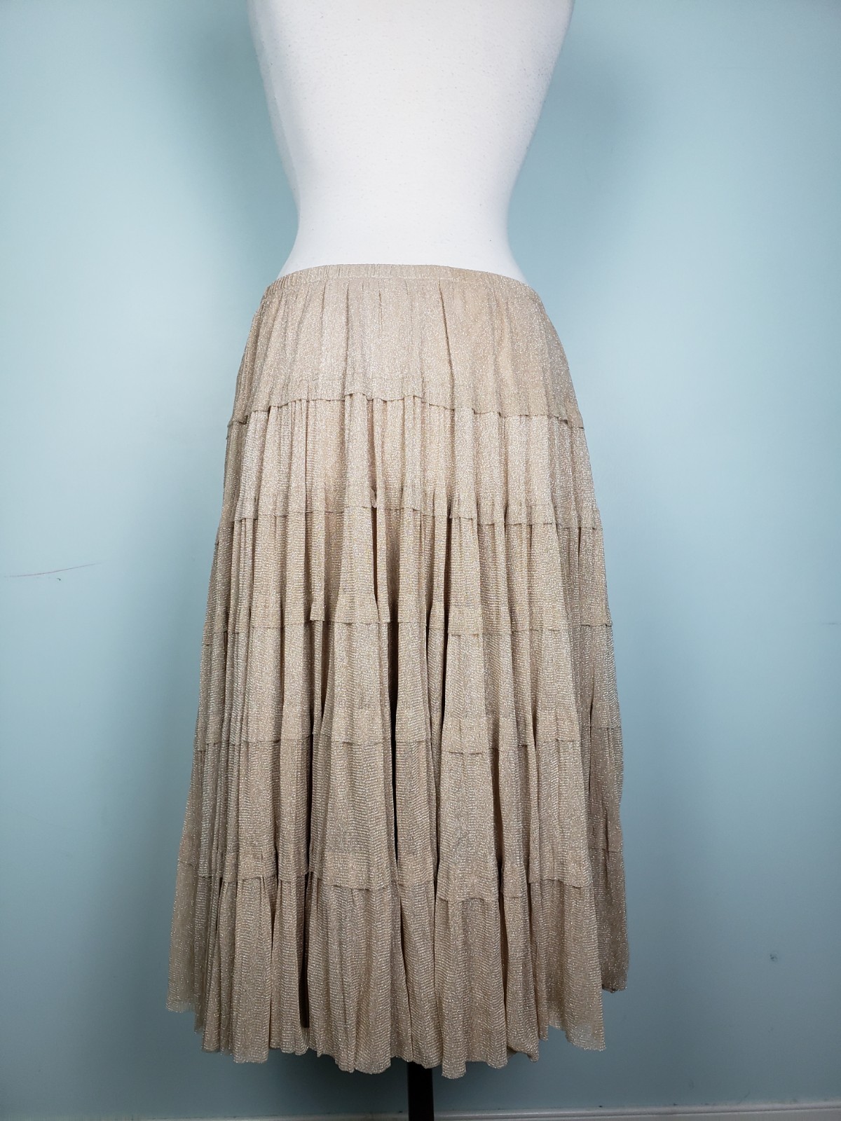 VTG Y2K Alberto Makali Skirt Women XL Midi Skirt Full Tiered Sparkly Low Waist
