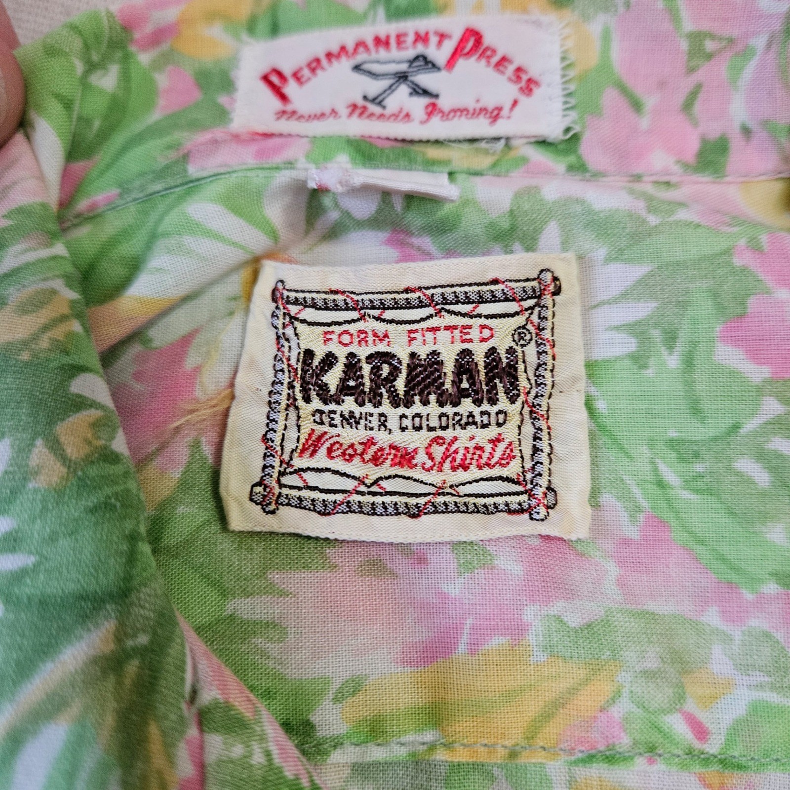 Vtg 70s KARMAN Western Floral Pearl Snap Ruffle Tuxedo Bib Front Cowgirl Shirt S