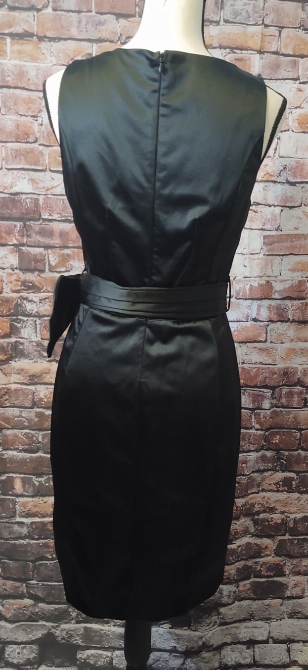 VINTAGE BEAUTIFUL BLACK GALLIANO ITTIERRE ITALIA SATIN DRESS sz 30/us10 BELT PIN