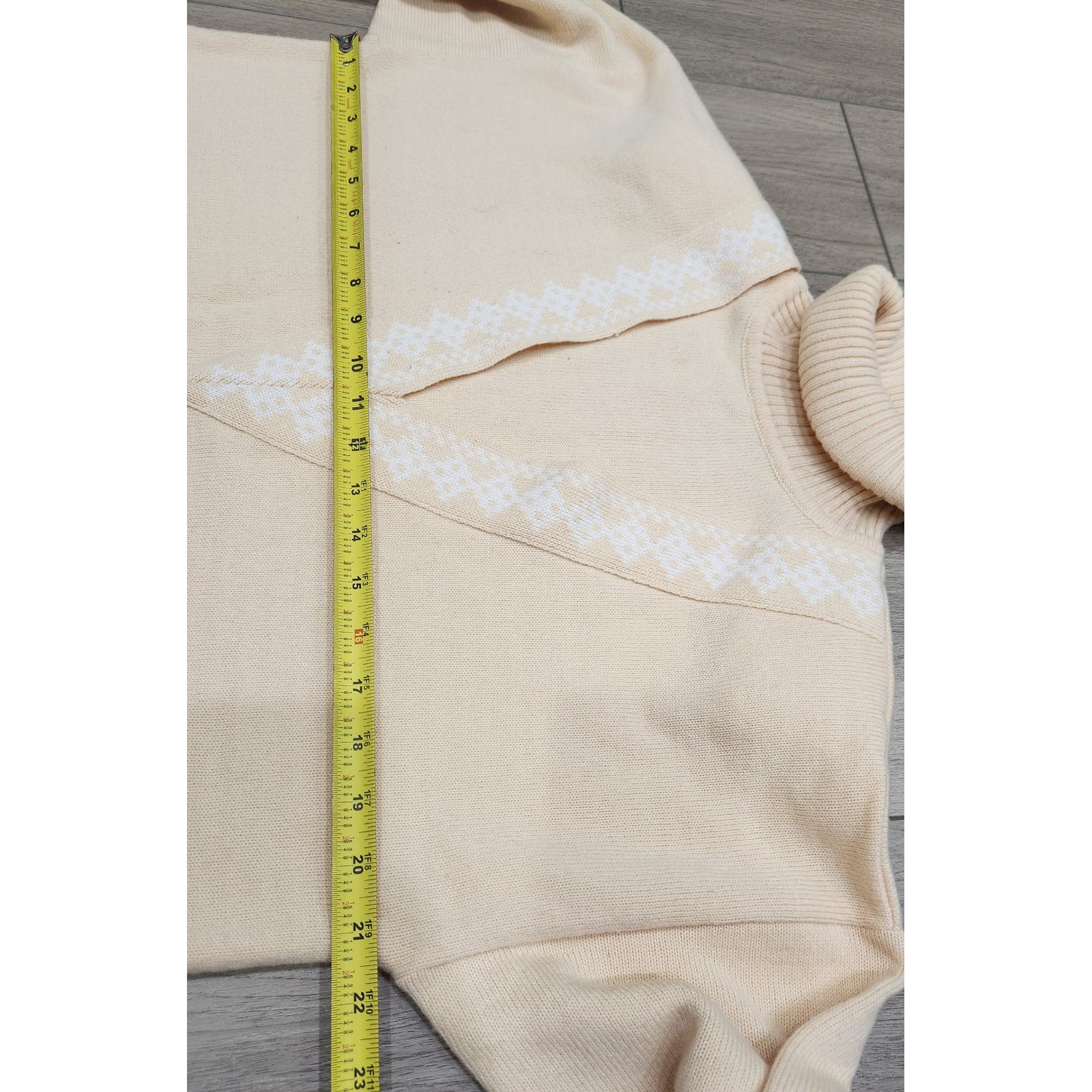 Vintage Liz Claiborne Lambswool Blend Turtleneck Sweater Cream/Peach Women’s M
