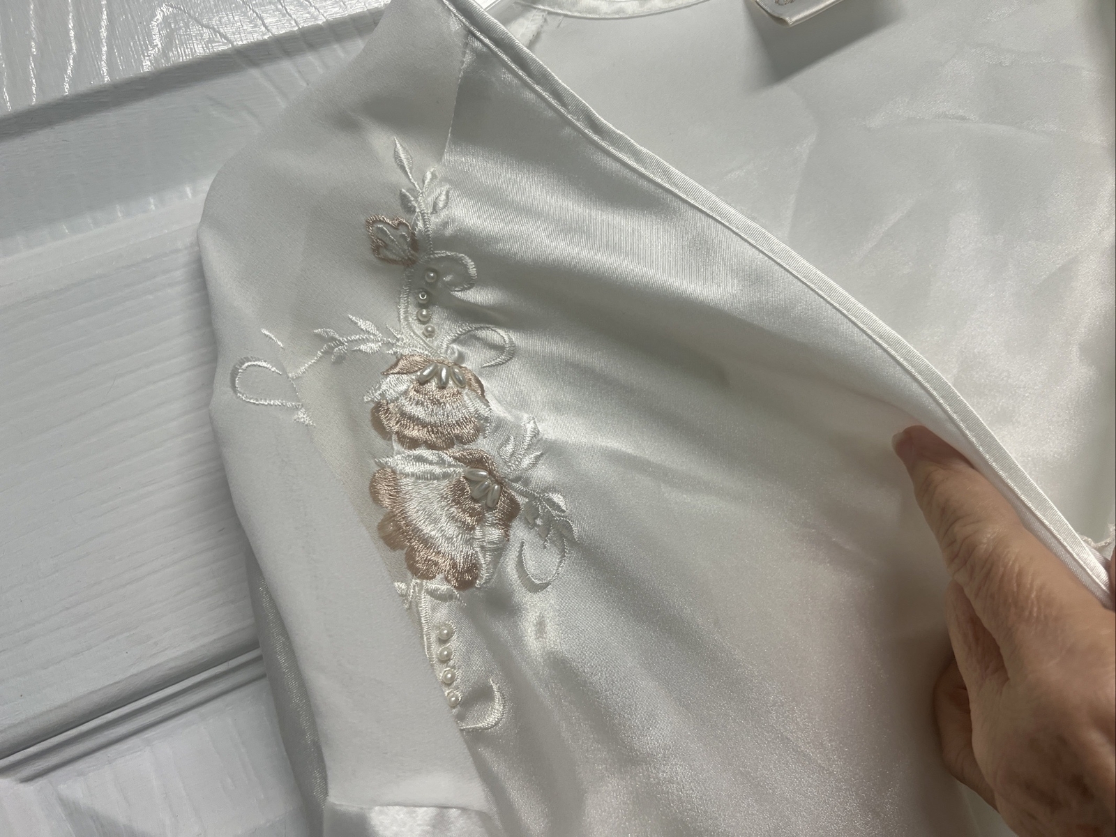 Intimo Amore vintage white satin beaded wedding nighty set Size S