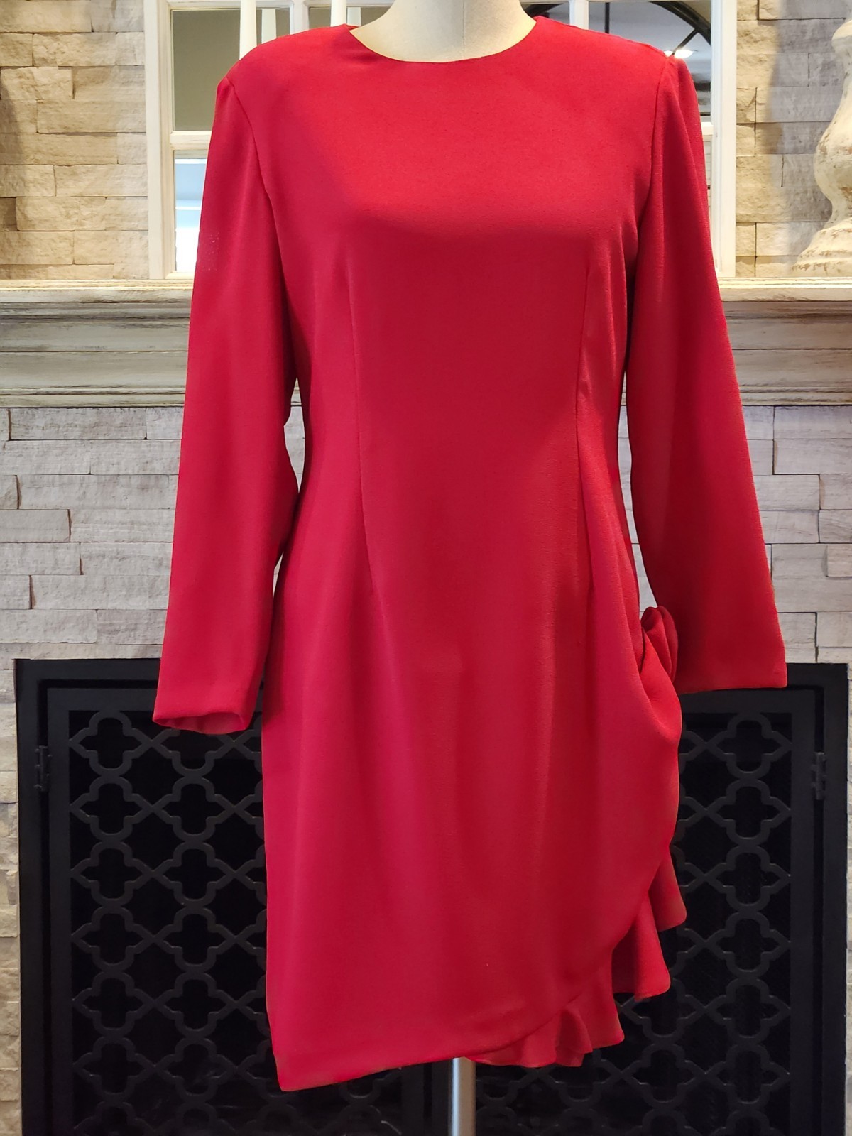 Vintage Robert Riel Saks Fifth Avenue Red Dress 3d Rose Size 6 Special Occasion