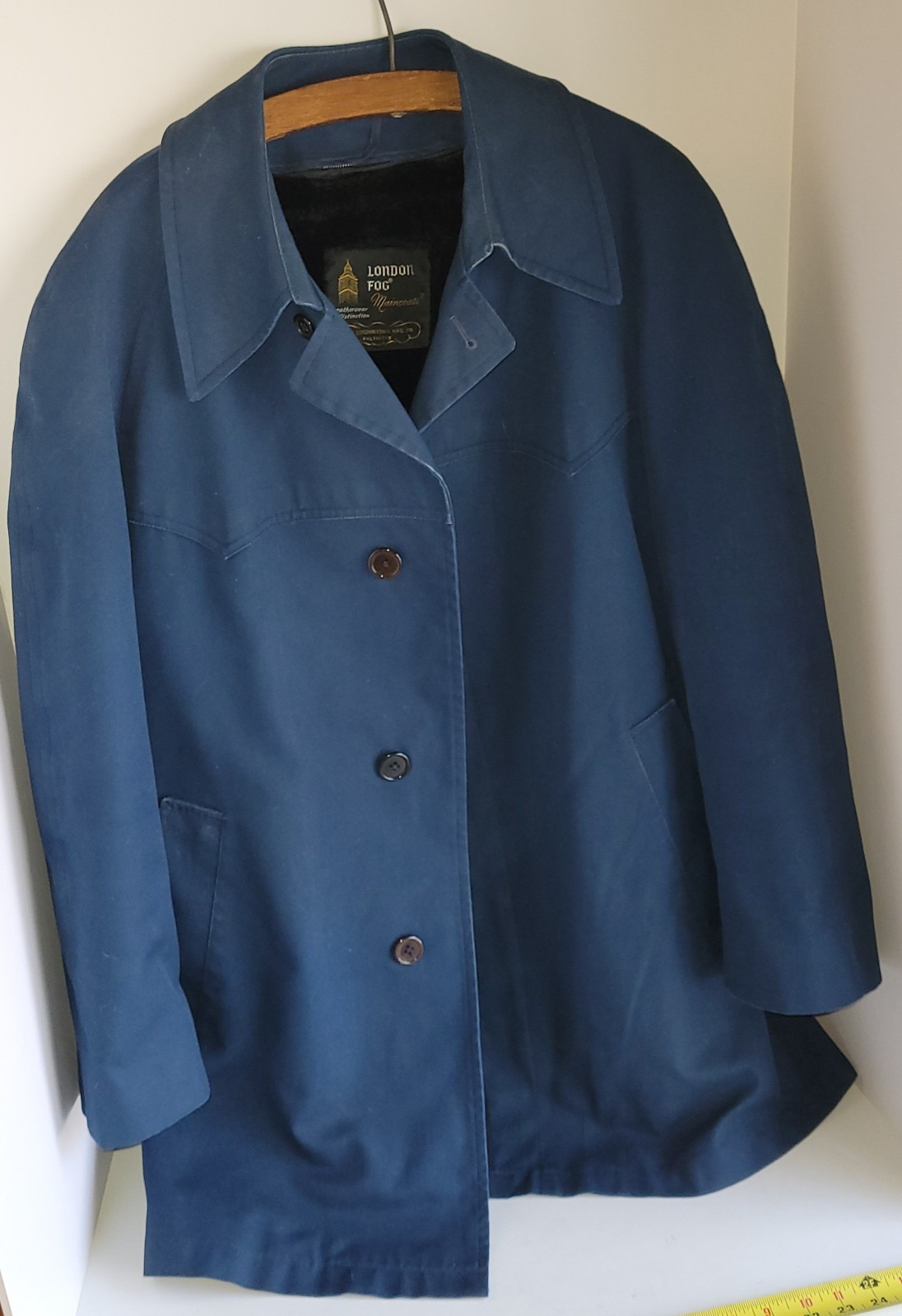 London Fog Mens Blue Maincoats Polar Plush 40 Regular Vintage Coat