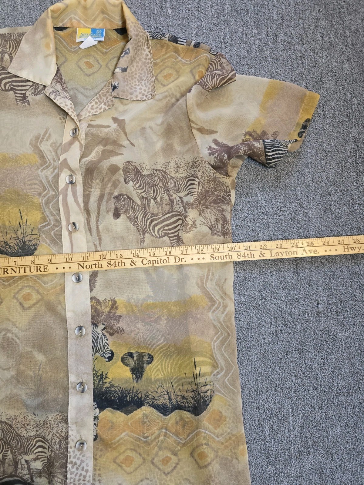 Sea Suns Vtg 80s Sheer Safari Themed Maxi Shirt Dress/ Cover Up Size S