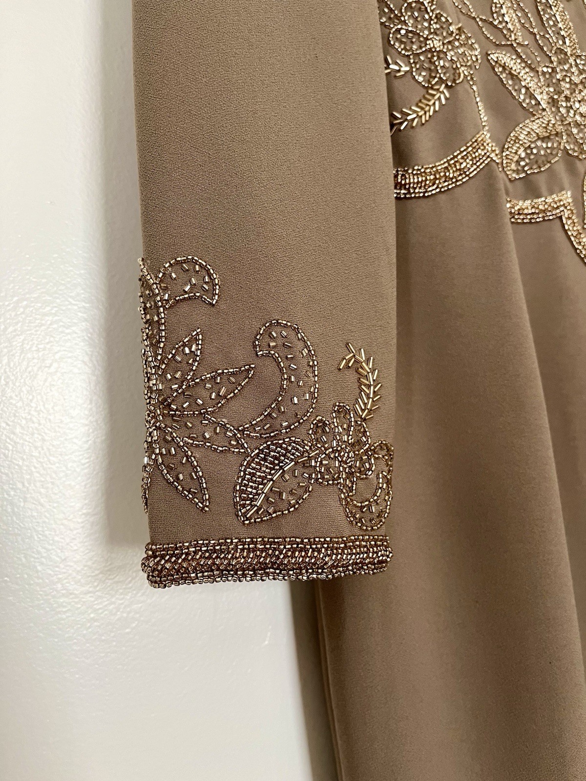 Vintage Taupe Mother Of The Bride Evening Gown Beaded