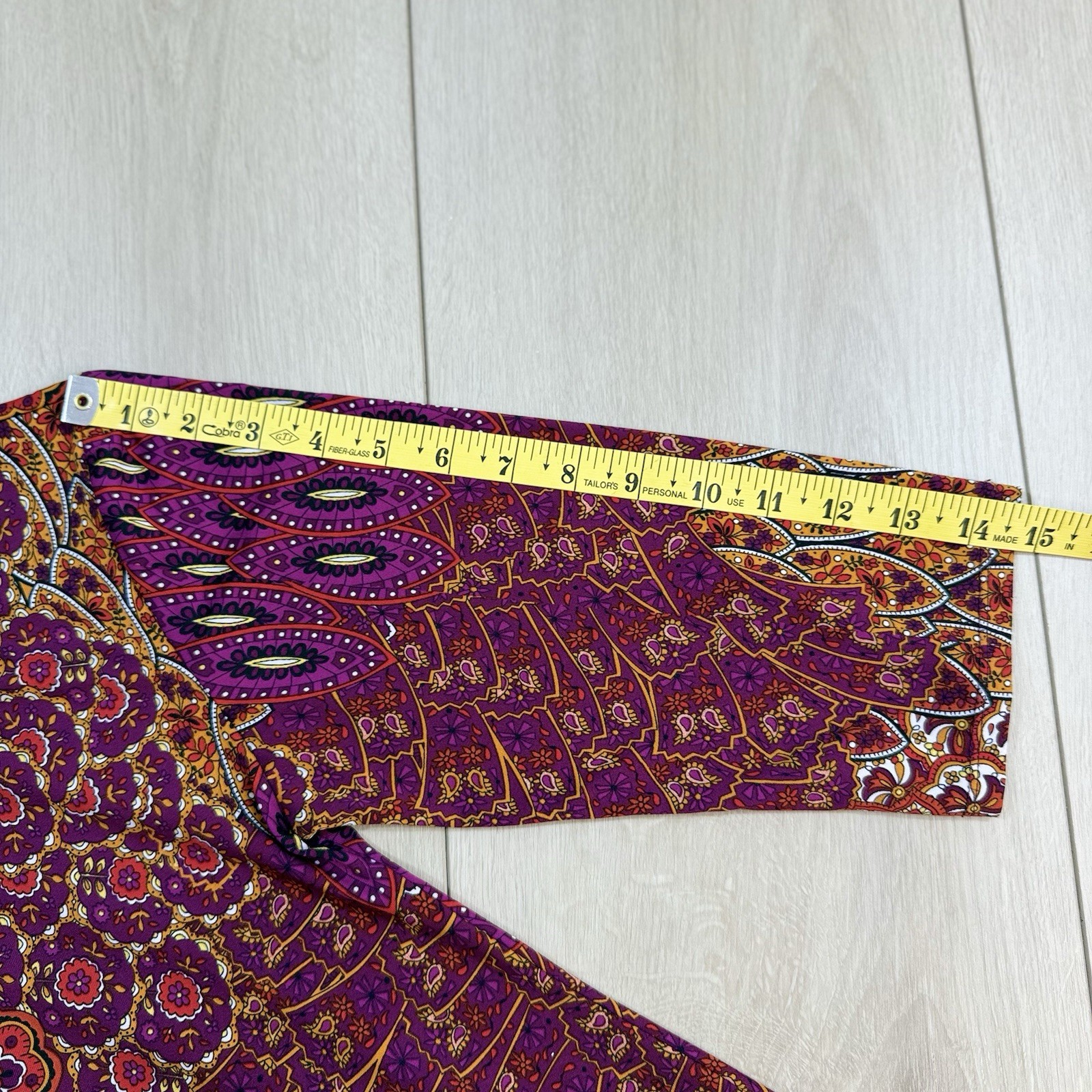 Vintage JonDen USA Boho Zip Front Tunic Dress M Psychedelic Floral 70s Style