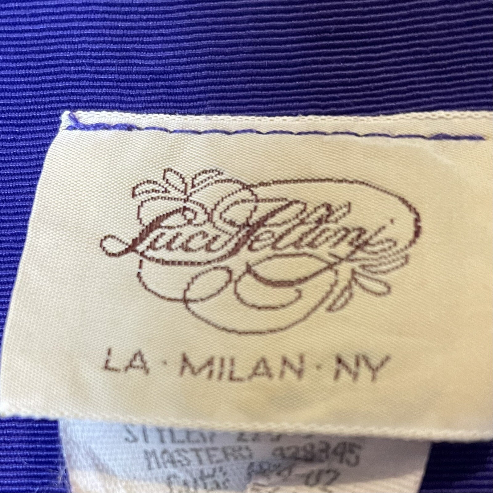 80s Luci Pellini Built-in Jacket Dress Sz 14 Purplish Blue Button Up USA Formal