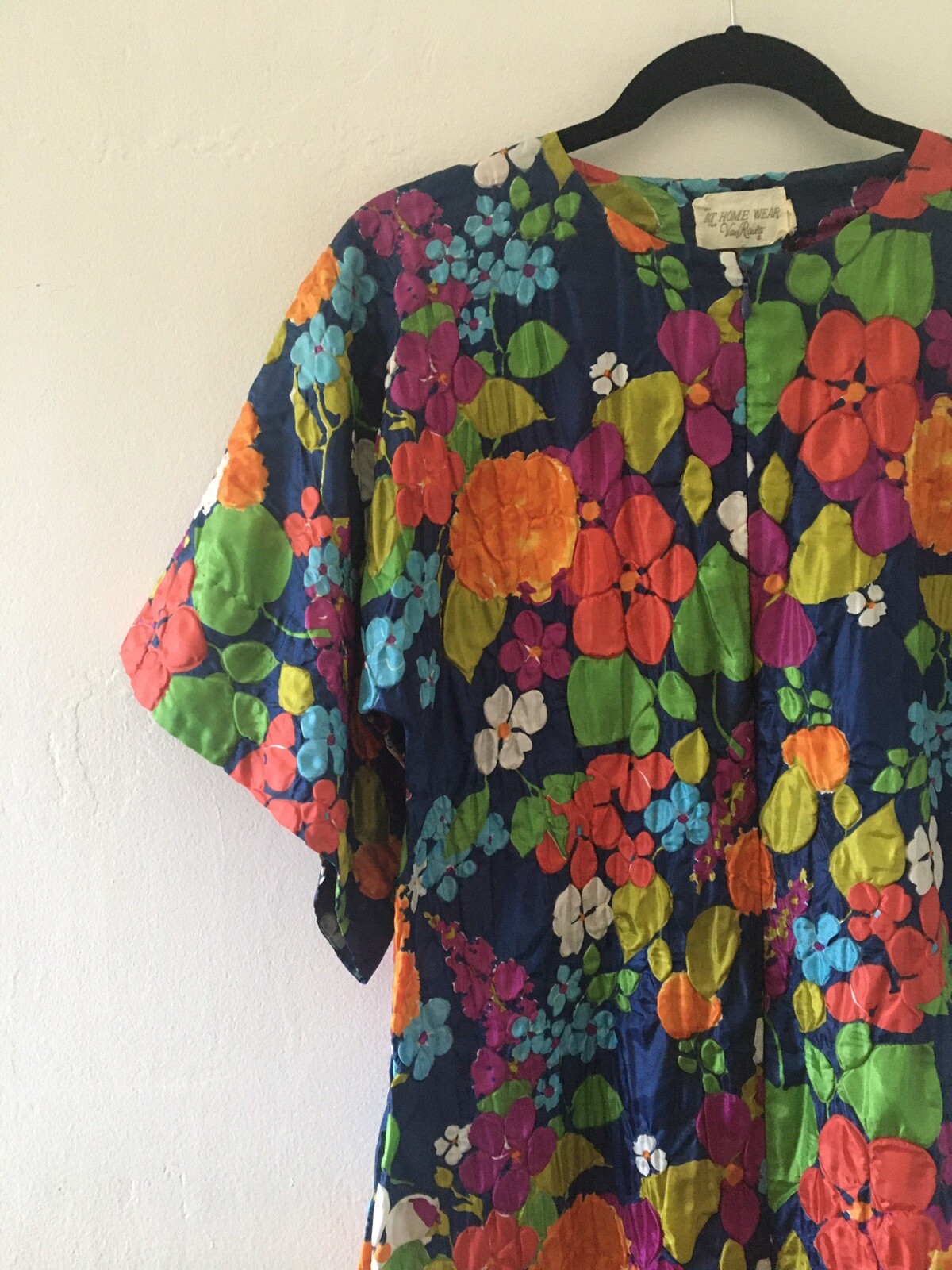 Vtg 60’s At Home Wear by Van Raalte Quilted Floral Zip Mumu Housecoat Small