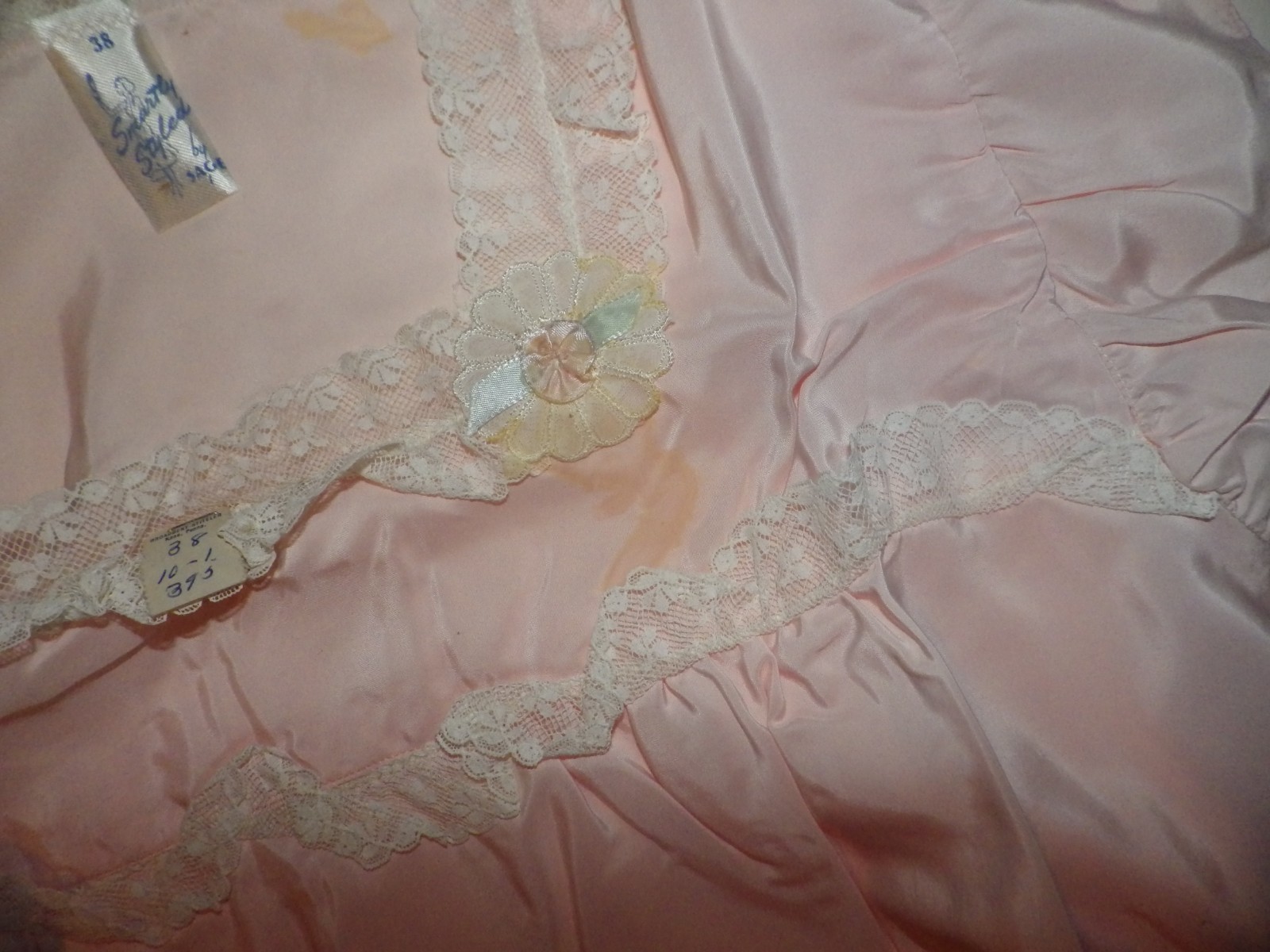 VTG LADIES DRESS SILK DRESS PINK SMARTY STYLED SIZE 38 BY SAGE SMALL STAIN