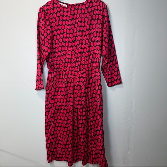 VTG 80s Maggy Boutique by James Daugherty Pink Black Polkadot Dress