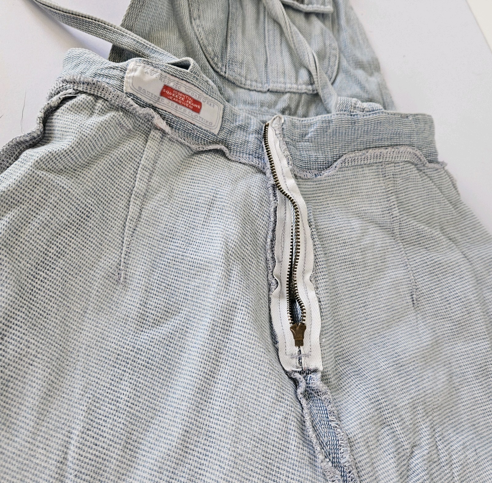 VINTAGE 80s 90s SQUEEZE JEANS OVERALLS WITH SKORT DENIM ROMPER Boho Hippy Grunge