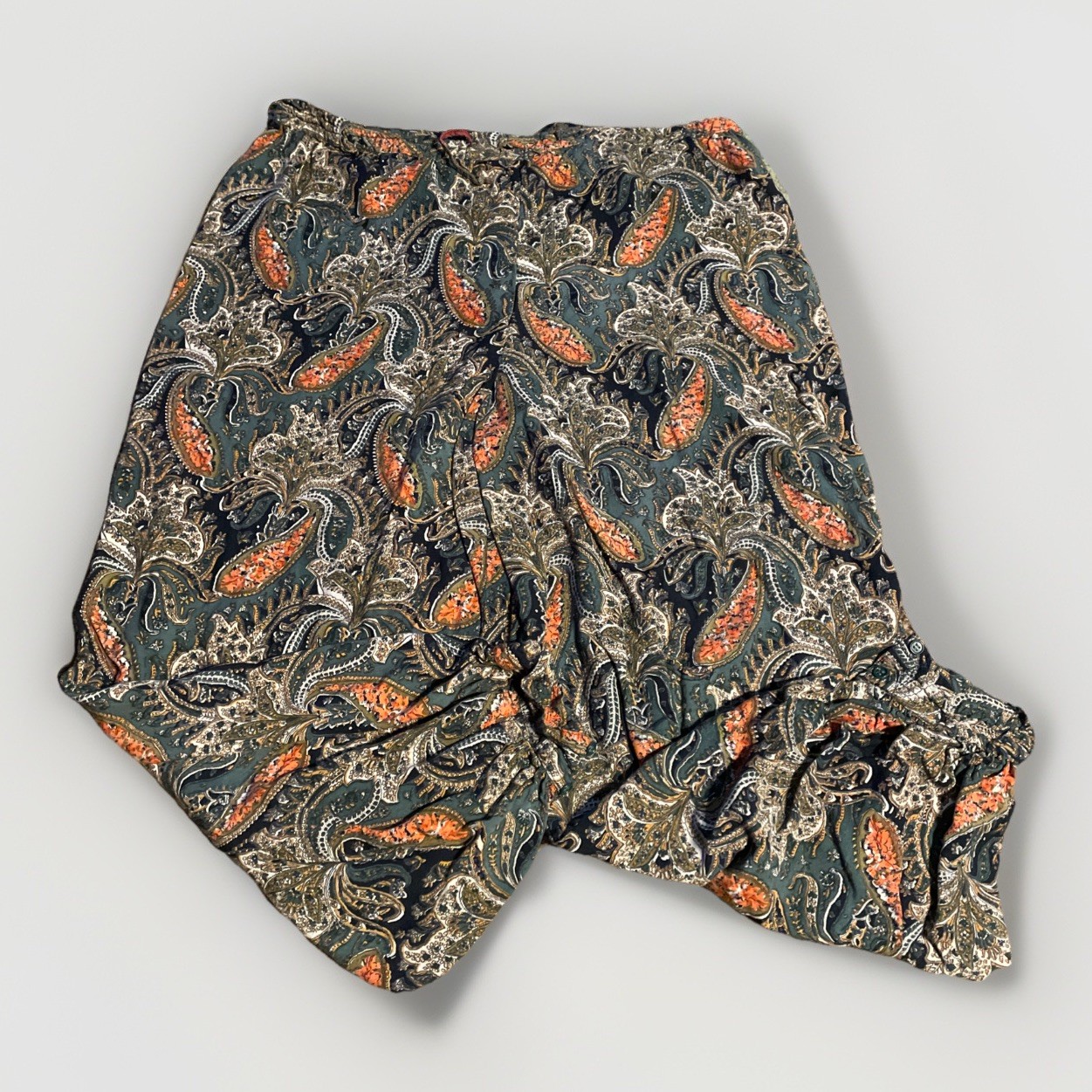 VTG 90’S HIPPY BOHO INDIA Made Sz Med PAISLEY PRINT Wide Leg Pant Button Ankle