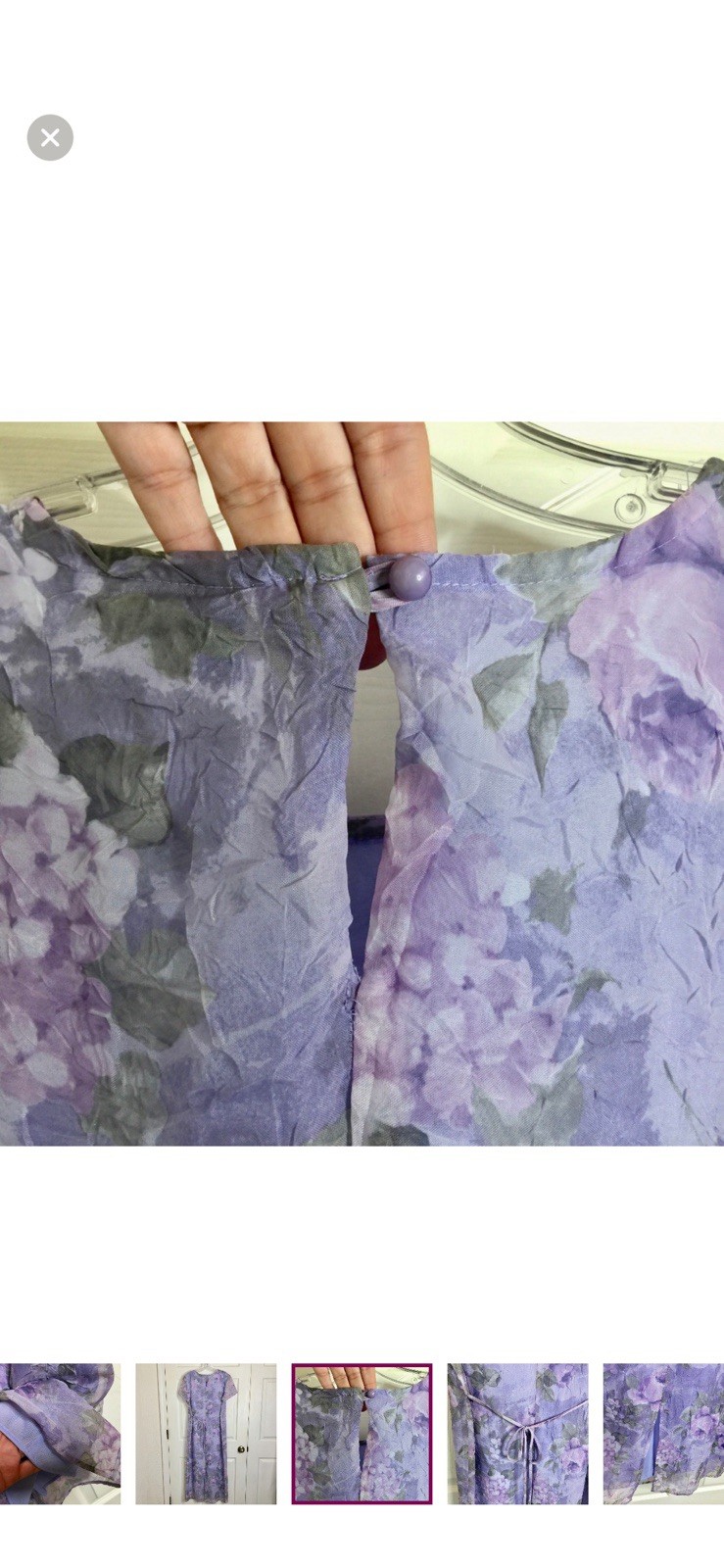 Vintage Giorgio Sant Angelo Dress Sz 12 Purple Lavender Floral Lined Back Modest