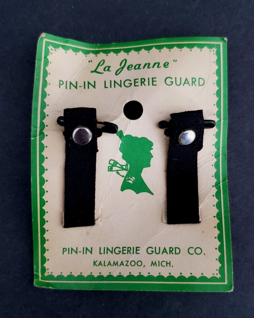 Vintage La Jeanne Pin-In Lingerie Guard Black Cotton 1 Pair USA