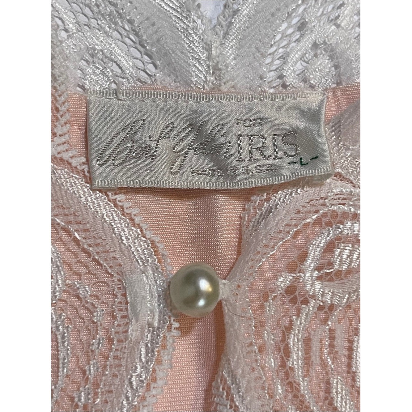 Vintage Bert Yelin for Iris Blush Pink Nylon Lace Yoke Maxi Nightgown L 16